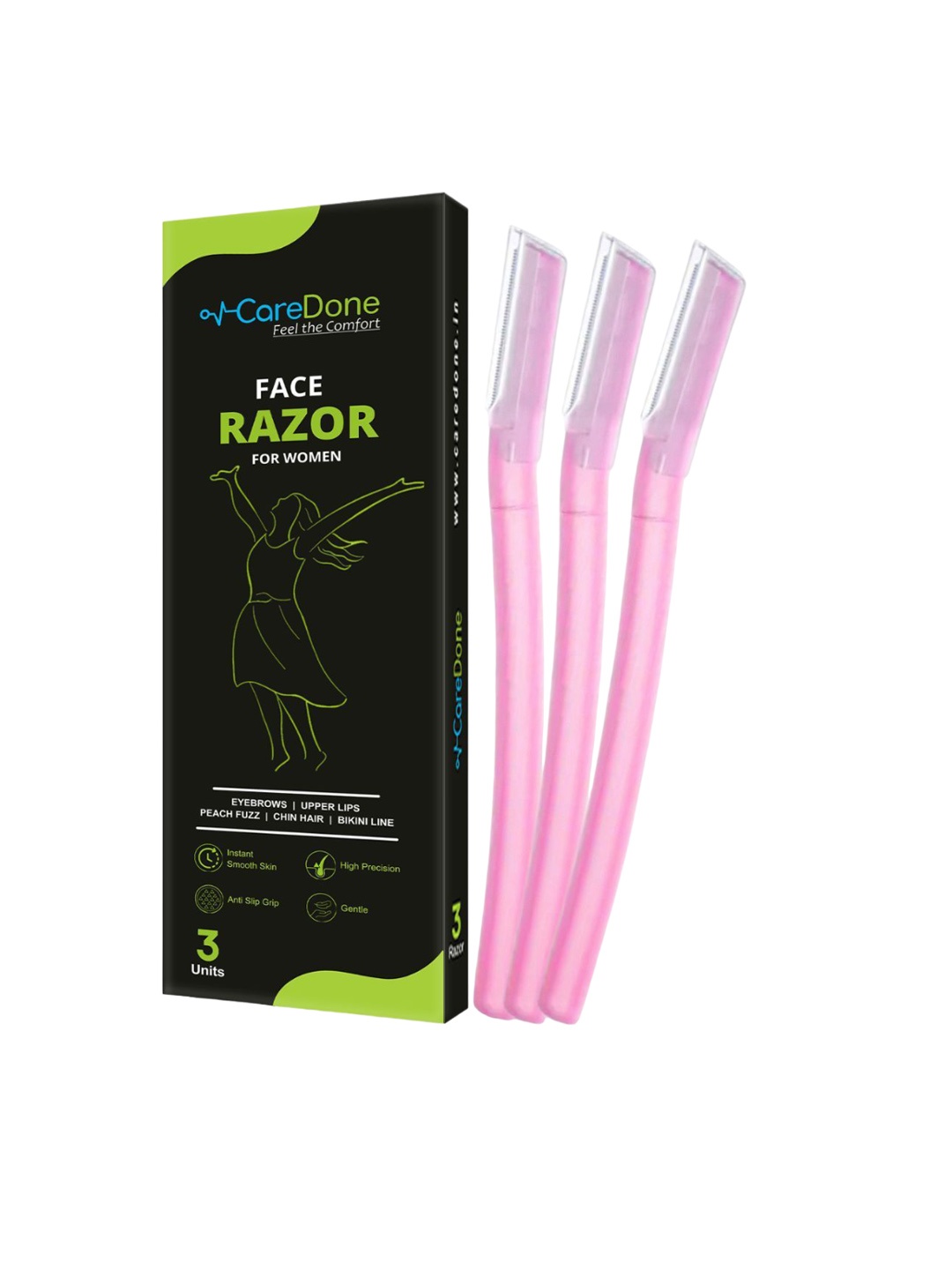 CareDone Set of 3 Pain Free & Safe Face Razor for Eyebrows, Upper Lips, Chin, Side Locks, Pink
CareDone Set of 3 Pain Free & Safe Face Razor for Eyebrows, Upper Lips, Chin, Side Locks, Pink