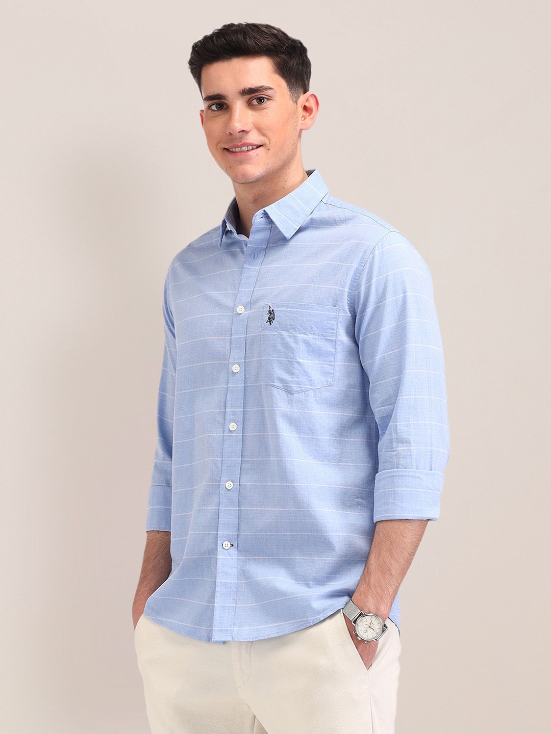 U.S. Polo Assn. Men Classic Horizontal Striped Cotton Tailored Fit Casual Shirt, Blue
U.S. Polo Assn. Men Classic Horizontal Striped Cotton Tailored Fit Casual Shirt, Blue