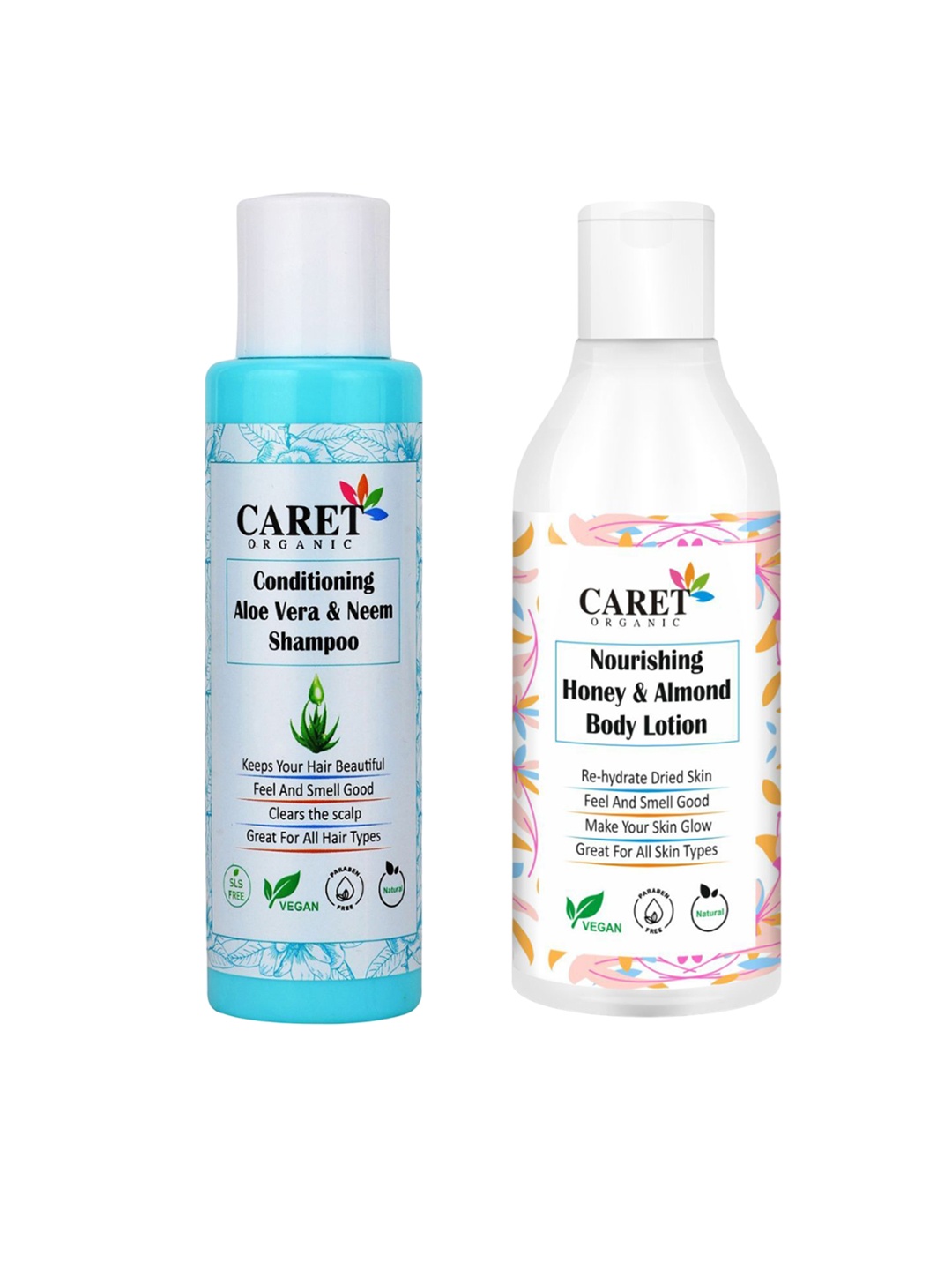 CARET ORGANIC Set of Aloevera Neem Shampoo - 100ml & Honey Almond Body Lotion - 250ml, White
CARET ORGANIC Set of Aloevera Neem Shampoo - 100ml & Honey Almond Body Lotion - 250ml, White