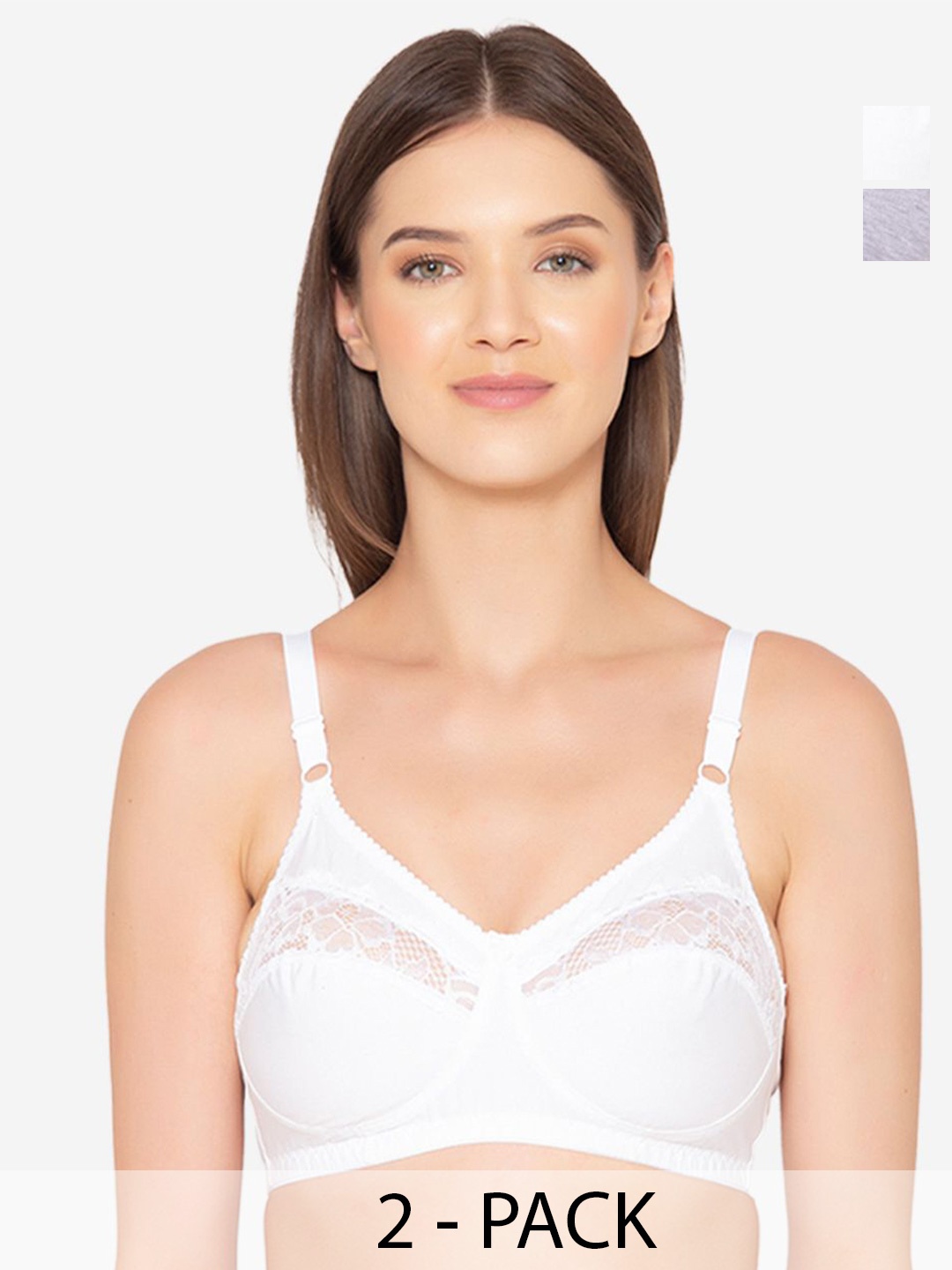 GROVERSONS Paris Beauty Women Pack Of 2 Full Coverage Non-Padded Cotton T-Shirt Bra, White
GROVERSONS Paris Beauty Women Pack Of 2 Full Coverage Non-Padded Cotton T-Shirt Bra, White
