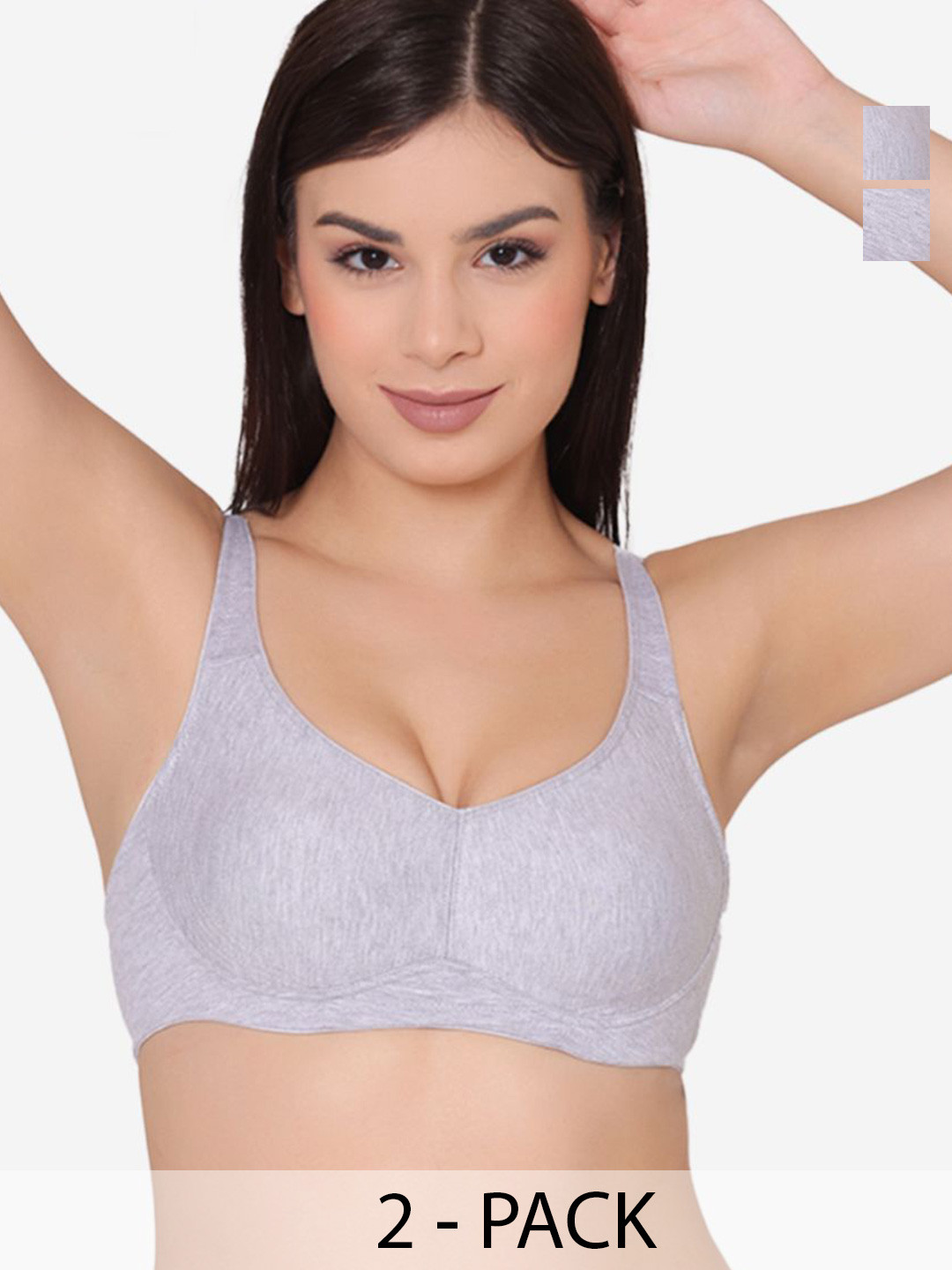 GROVERSONS Women Pack of 2 Paris T-Shirt Beauty Full Coverage Bra, Grey melange
GROVERSONS Women Pack of 2 Paris T-Shirt Beauty Full Coverage Bra, Grey melange