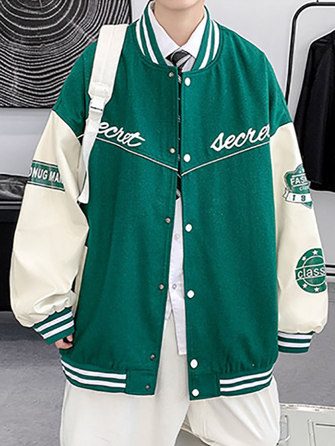 StyleCast x Revolte Men Stand Collar Typography Printed Casual Varsity Jacket, Green
StyleCast x Revolte Men Stand Collar Typography Printed Casual Varsity Jacket, Green