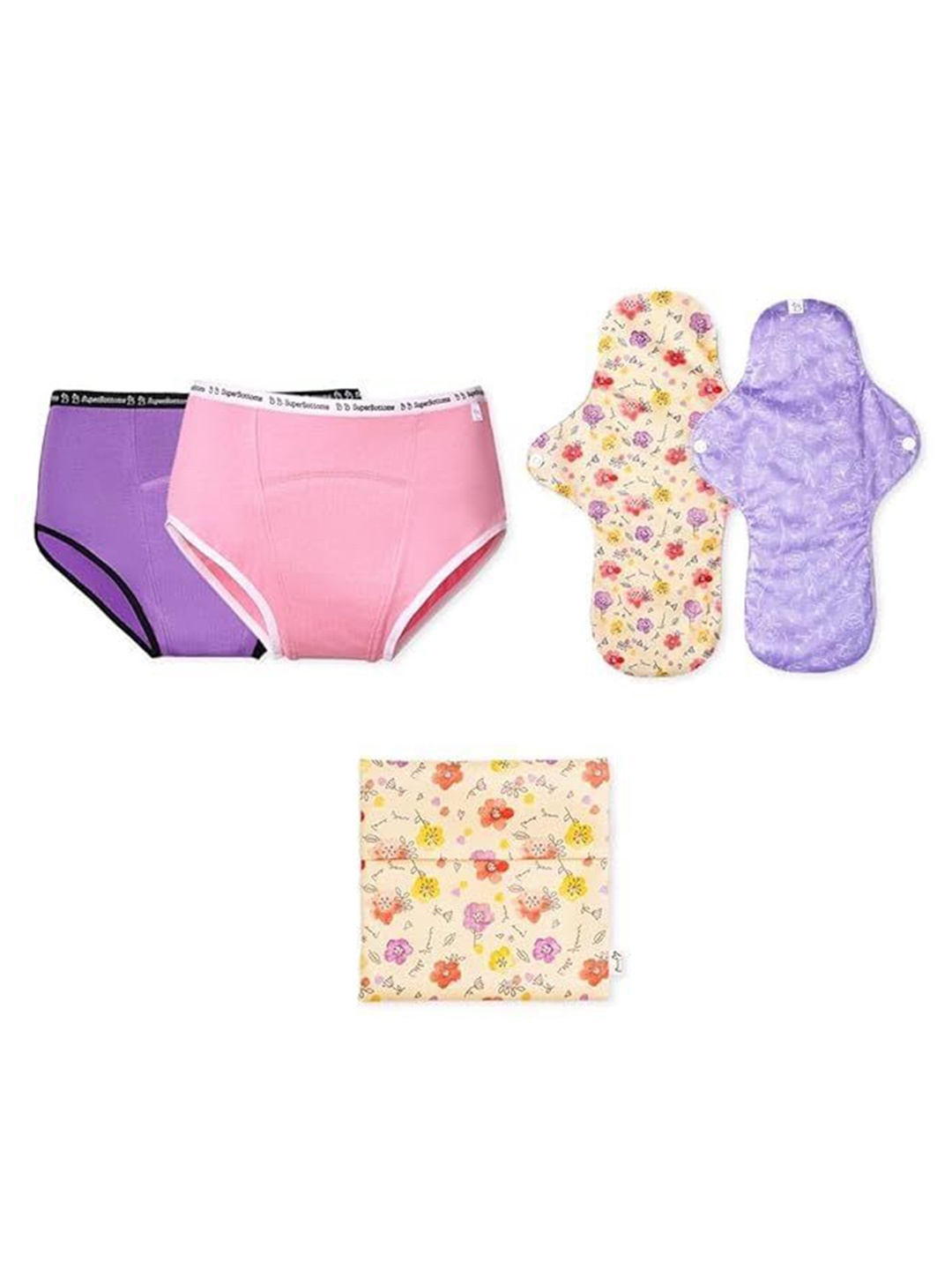 SuperBottoms Set of 2 Maxabsorb High Waist Leak-Free Period Underwear With 2 Pads & Pouch, Purple
SuperBottoms Set of 2 Maxabsorb High Waist Leak-Free Period Underwear With 2 Pads & Pouch, Purple