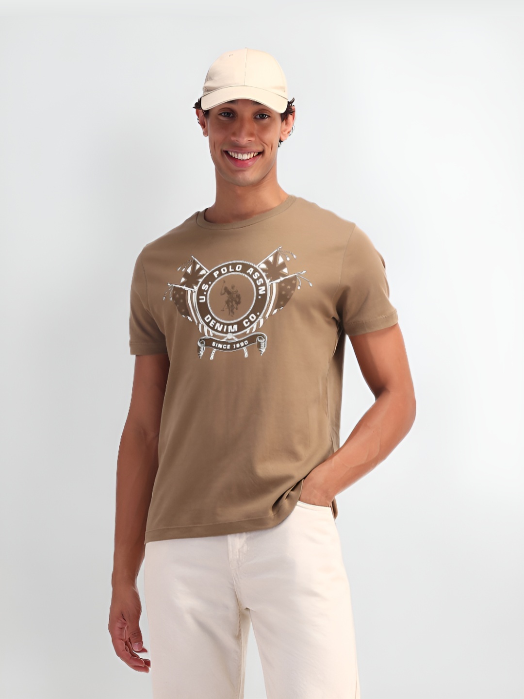 U.S. Polo Assn. Denim Co. Men Typography Printed Round Neck Cotton Slim Fit T-shirt, Khaki
U.S. Polo Assn. Denim Co. Men Typography Printed Round Neck Cotton Slim Fit T-shirt, Khaki
