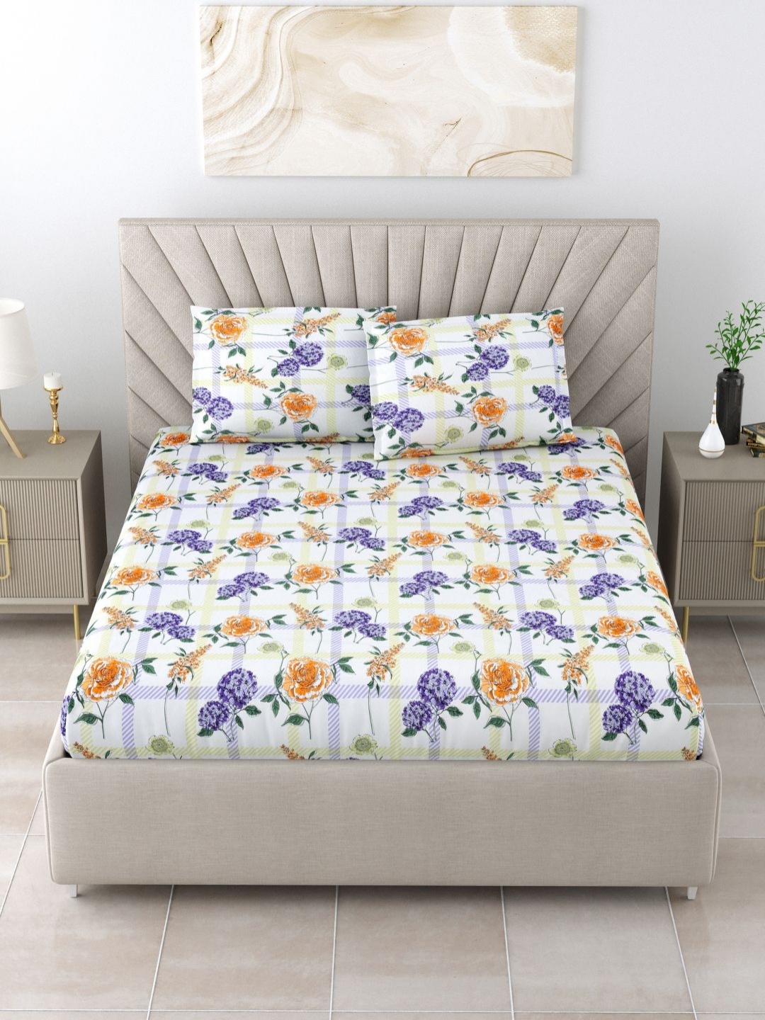 BOMBAY DYEING Florentine Purple Floral Cotton 144 TC Queen Bedsheet Set 2.28 m x 2.54 m
BOMBAY DYEING Florentine Purple Floral Cotton 144 TC Queen Bedsheet Set 2.28 m x 2.54 m