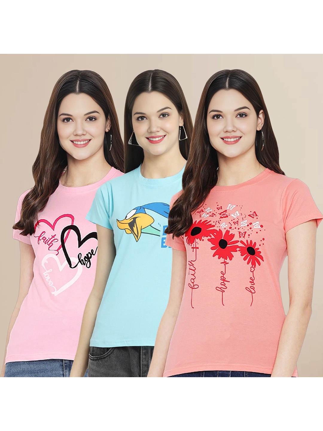 Metronaut Women Pack Of 3 Typography Printed Round Neck Cotton Looney Tunes T-shirts, Pink
Metronaut Women Pack Of 3 Typography Printed Round Neck Cotton Looney Tunes T-shirts, Pink