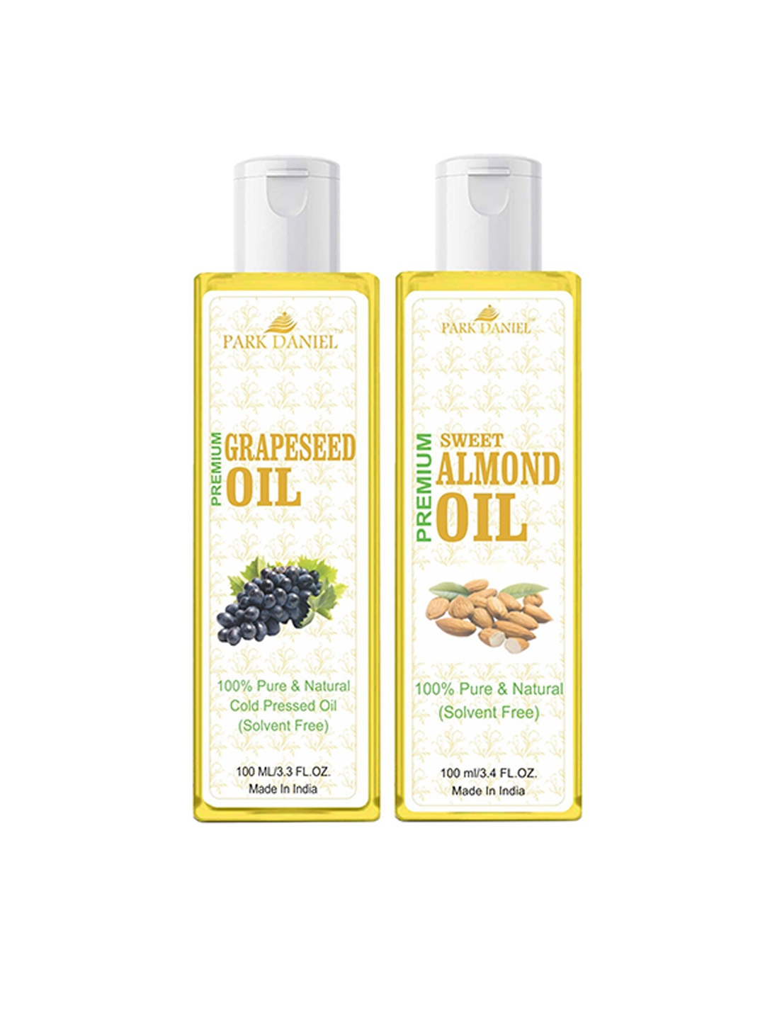 Park Daniel Set Of 2 Grapeseed Oil & Sweet Almond Oil For Hair & Skin - 100 ml Each, Transparent
Park Daniel Set Of 2 Grapeseed Oil & Sweet Almond Oil For Hair & Skin - 100 ml Each, Transparent