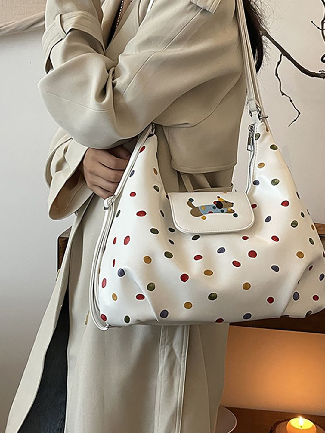 StyleCast x Revolte Women Geometric Printed Structured Shoulder Bag, White 
StyleCast x Revolte Women Geometric Printed Structured Shoulder Bag, White