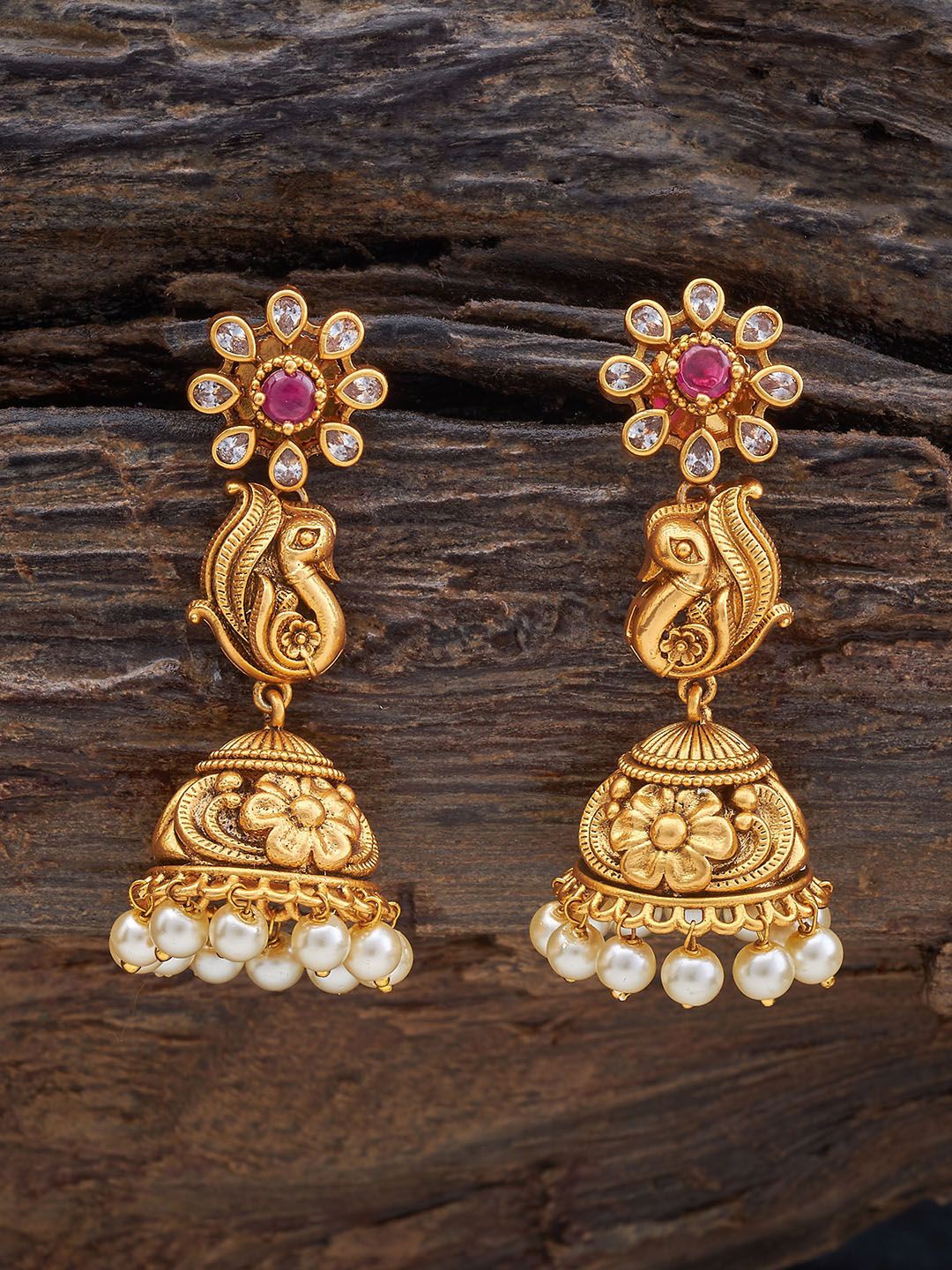 Kushal's Fashion Jewellery Gold Plated Cubic Zirconia Stone Studded Dome Shaped Jhumkas
Kushal's Fashion Jewellery Gold Plated Cubic Zirconia Stone Studded Dome Shaped Jhumkas