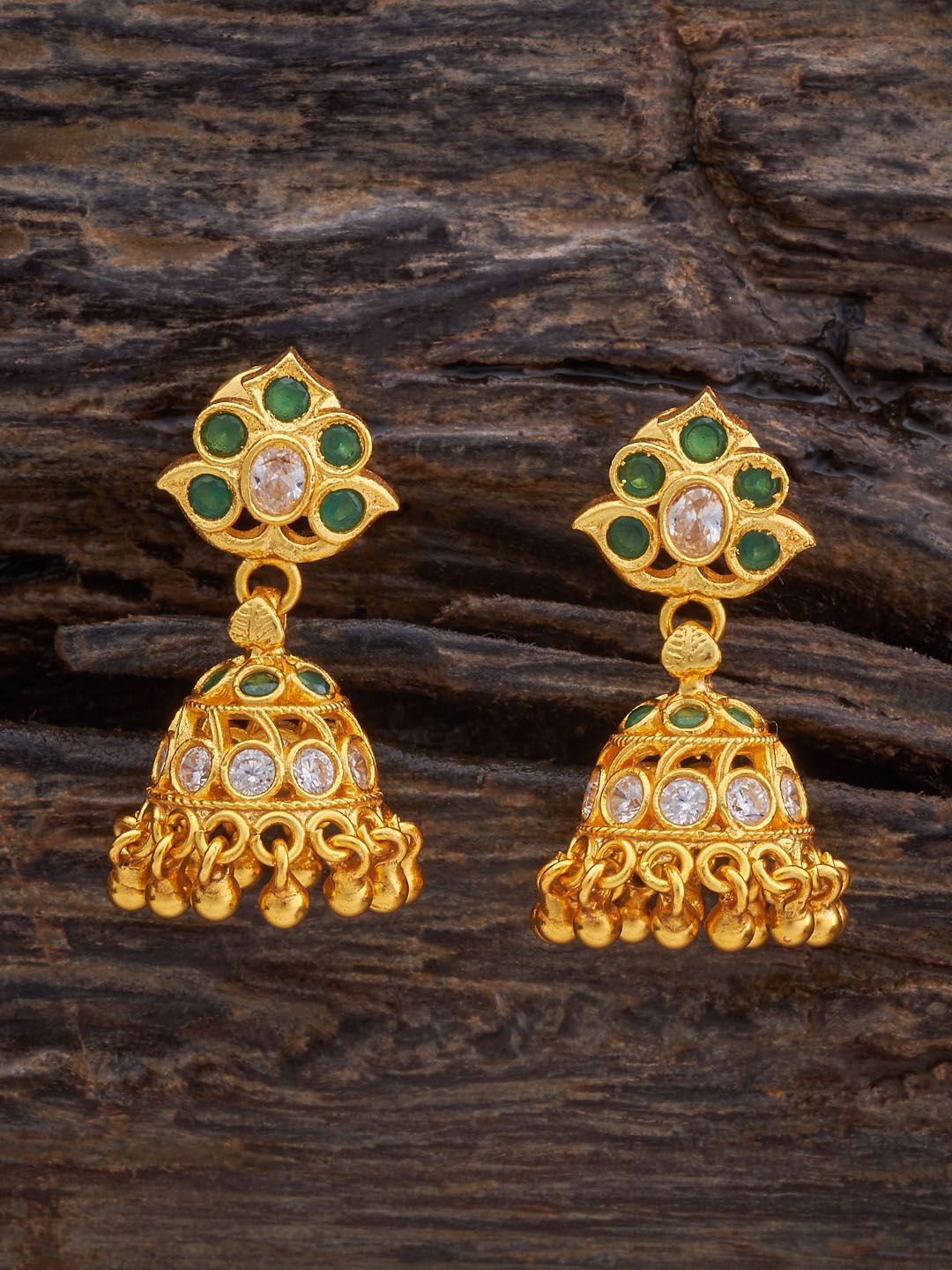 Kushal's Fashion Jewellery 92.5 Pure Silver Gold-Plated CZ-Studded Dome Shaped Jhumkas
Kushal's Fashion Jewellery 92.5 Pure Silver Gold-Plated CZ-Studded Dome Shaped Jhumkas