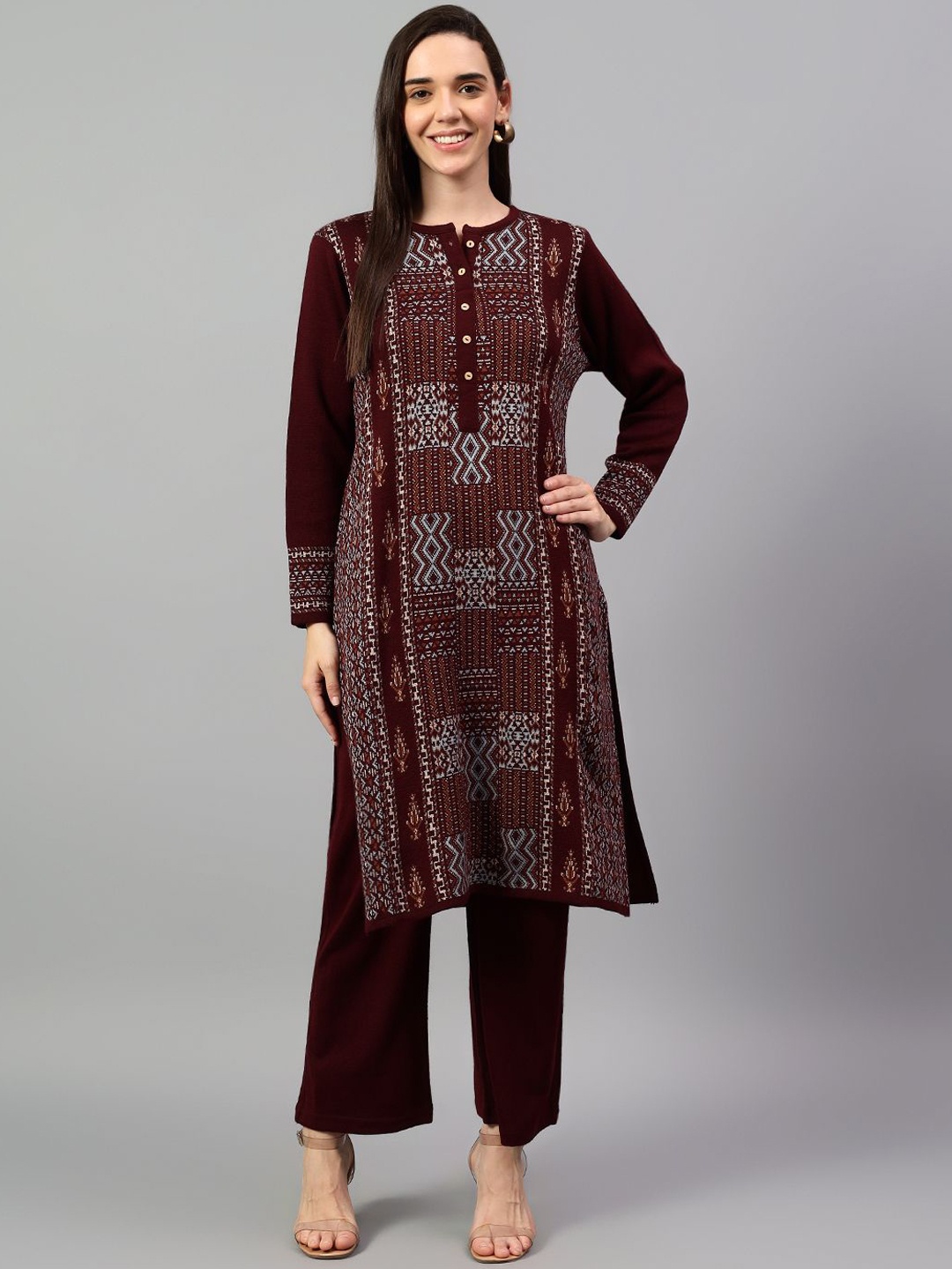Cantabil Geometric Woven Design Round Neck Long Sleeves Regular Kurta With Trouser, Maroon
Cantabil Geometric Woven Design Round Neck Long Sleeves Regular Kurta With Trouser, Maroon