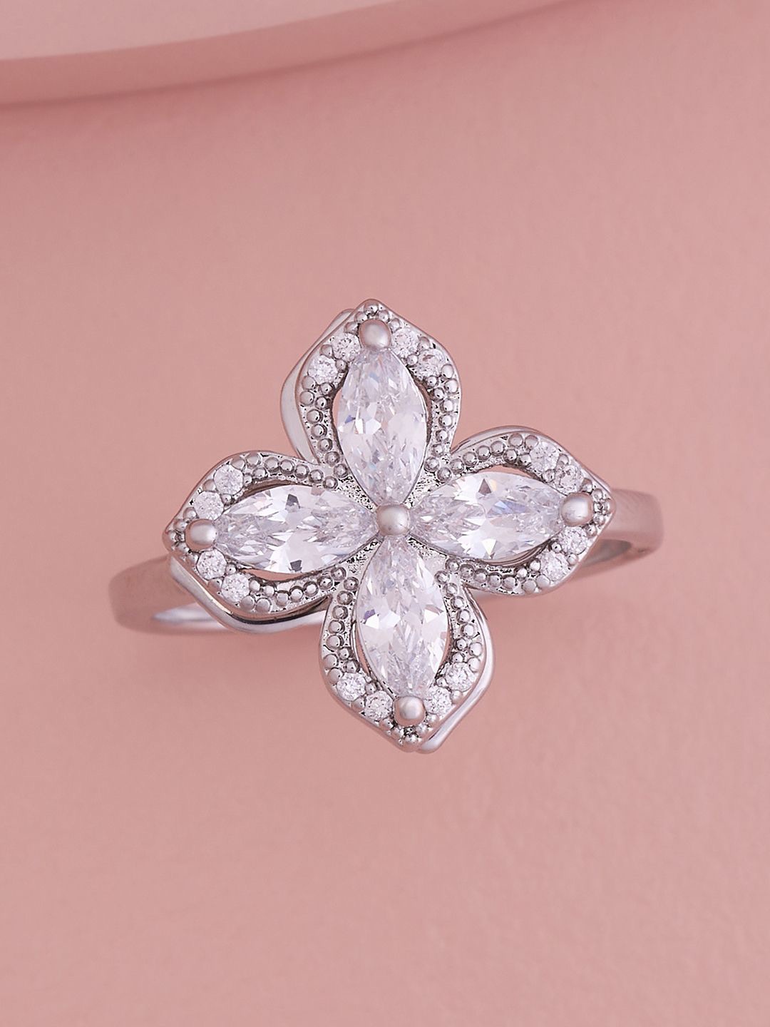 Kushal's Fashion Jewellery Rhodium-Plated Stone-Studded Adjustable Finger Ring, Silver
Kushal's Fashion Jewellery Rhodium-Plated Stone-Studded Adjustable Finger Ring, Silver