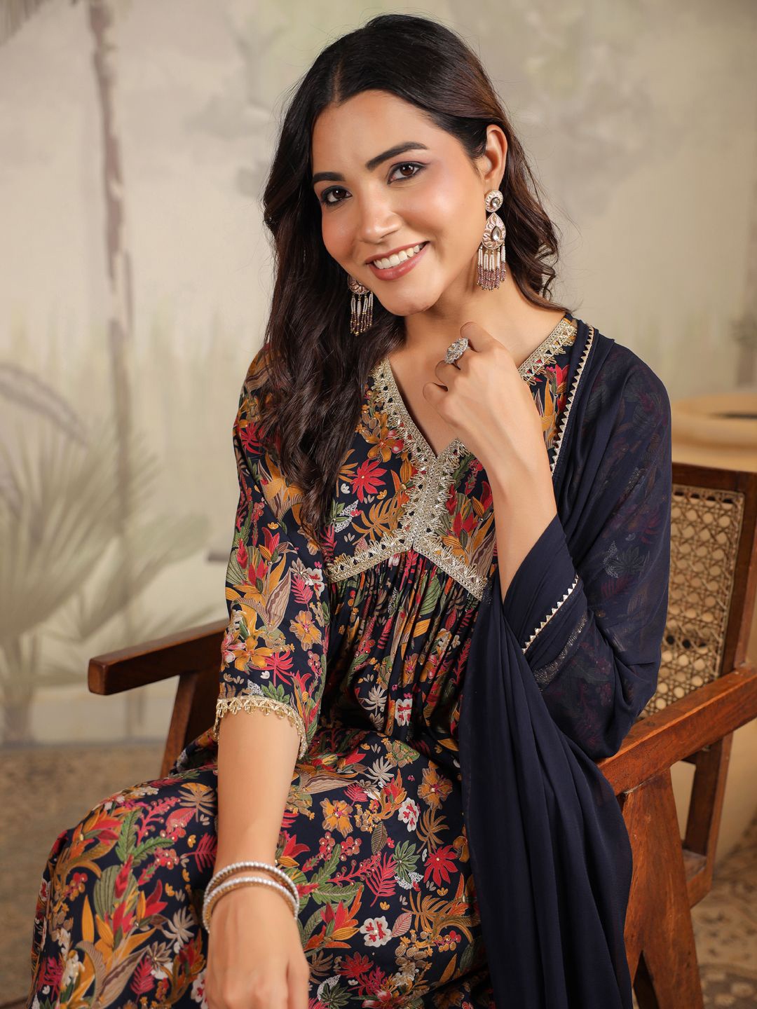 Janasya Floral Printed Gotta Patti Chanderi Silk A-Line Kurta With Trousers & Dupatta, Black
Janasya Floral Printed Gotta Patti Chanderi Silk A-Line Kurta With Trousers & Dupatta, Black