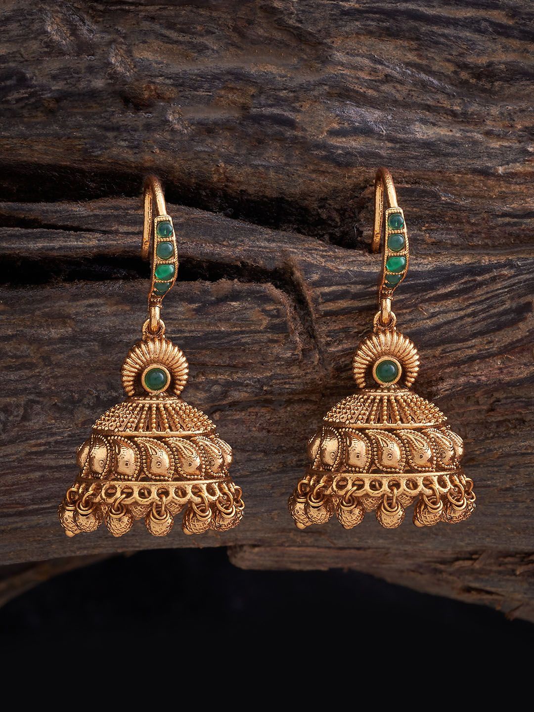 Kushal's Fashion Jewellery Gold-Plated Dome Shaped Stone Studded Antique Jhumkas
Kushal's Fashion Jewellery Gold-Plated Dome Shaped Stone Studded Antique Jhumkas