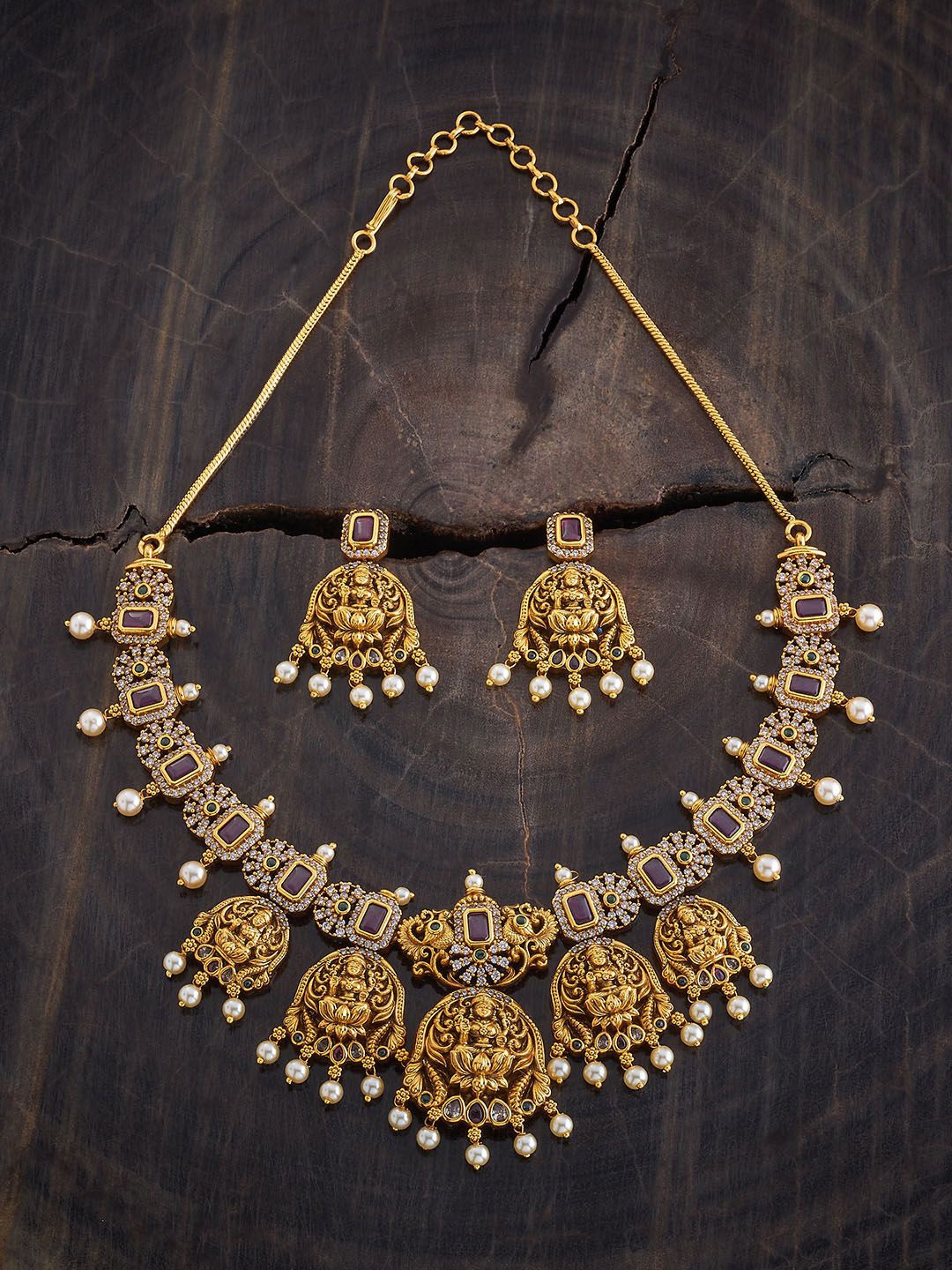 Kushal's Fashion Jewellery Gold-Plated CZ Stone-Studded & Beaded Necklace & Earrings
Kushal's Fashion Jewellery Gold-Plated CZ Stone-Studded & Beaded Necklace & Earrings