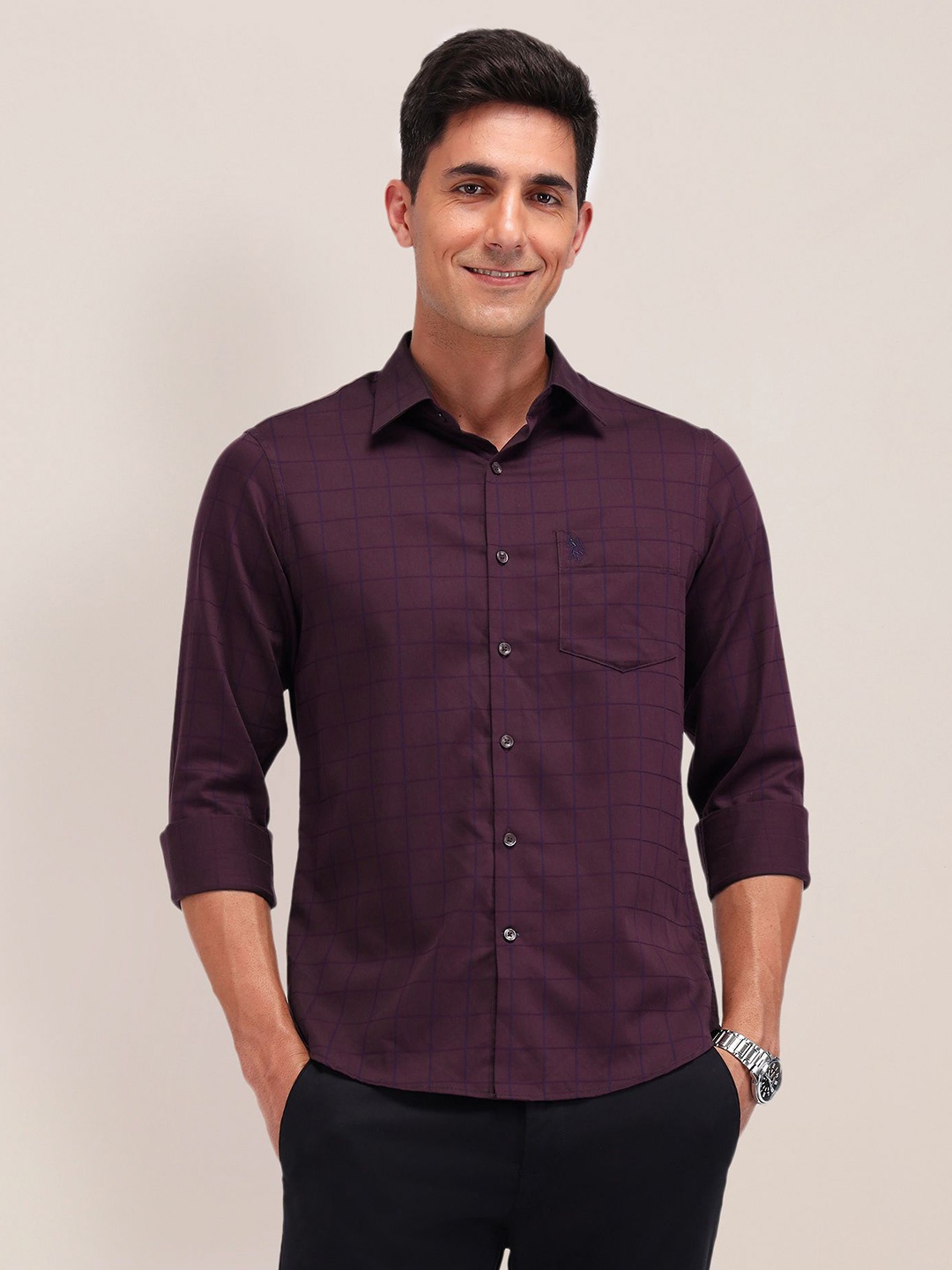 U.S. Polo Assn. Men Manhattan Spread Collar Checks Printed Cotton Slim Fit Casual Shirt, Purple
U.S. Polo Assn. Men Manhattan Spread Collar Checks Printed Cotton Slim Fit Casual Shirt, Purple