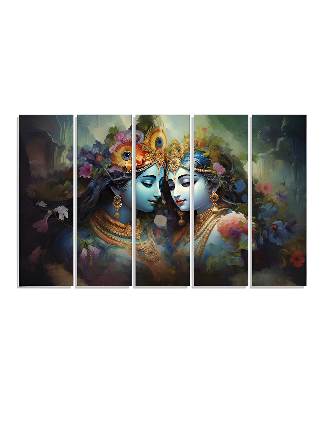 RANDOM Vinyl Blue & Green 5 Piece Radha & Krishna Religious Canvas Wall Paintings
RANDOM Vinyl Blue & Green 5 Piece Radha & Krishna Religious Canvas Wall Paintings