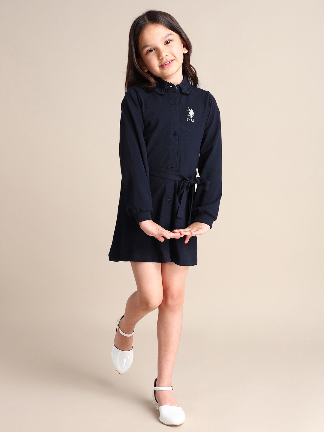 U.S. Polo Assn. Kids Girls Bishop Sleeves Shirt Collar Cotton A-Line Dress, Navy blue
U.S. Polo Assn. Kids Girls Bishop Sleeves Shirt Collar Cotton A-Line Dress, Navy blue