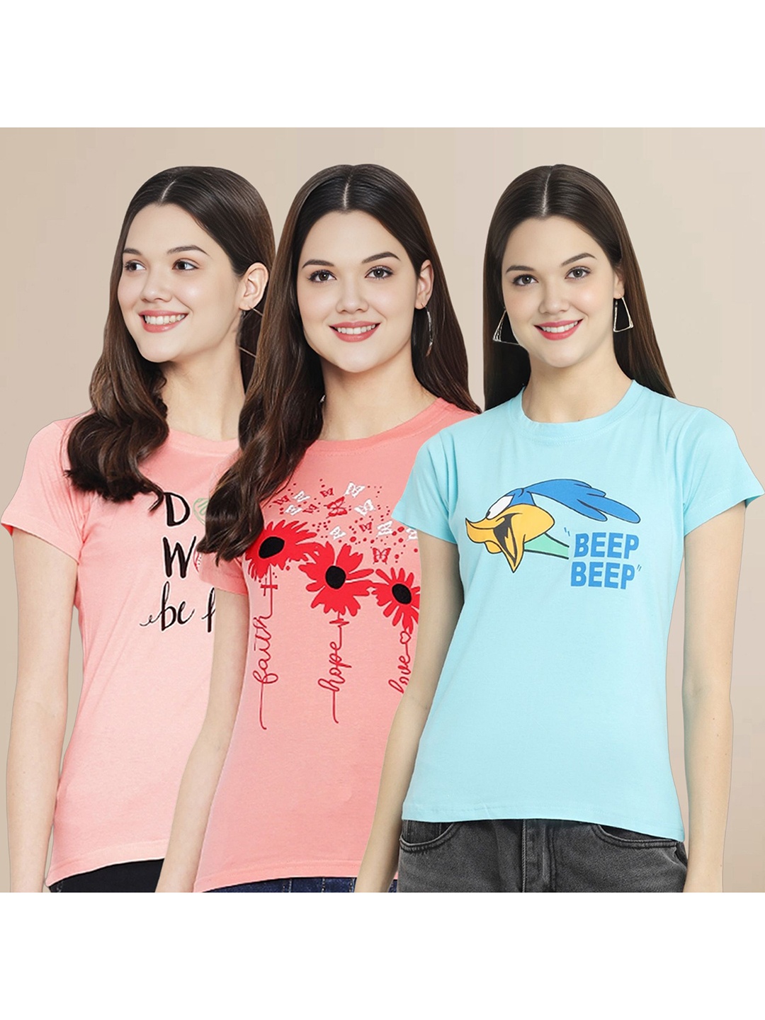 Metronaut Women Pack Of 3 Typography Printed Round Neck Cotton Looney Tunes T-shirts, Blue
Metronaut Women Pack Of 3 Typography Printed Round Neck Cotton Looney Tunes T-shirts, Blue