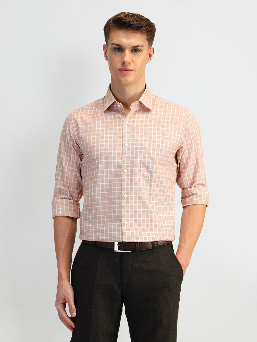 Arrow Men Manhattan Spread Collar Gingham Checked Cotton Slim Fit Formal Shirt, Peach
Arrow Men Manhattan Spread Collar Gingham Checked Cotton Slim Fit Formal Shirt, Peach