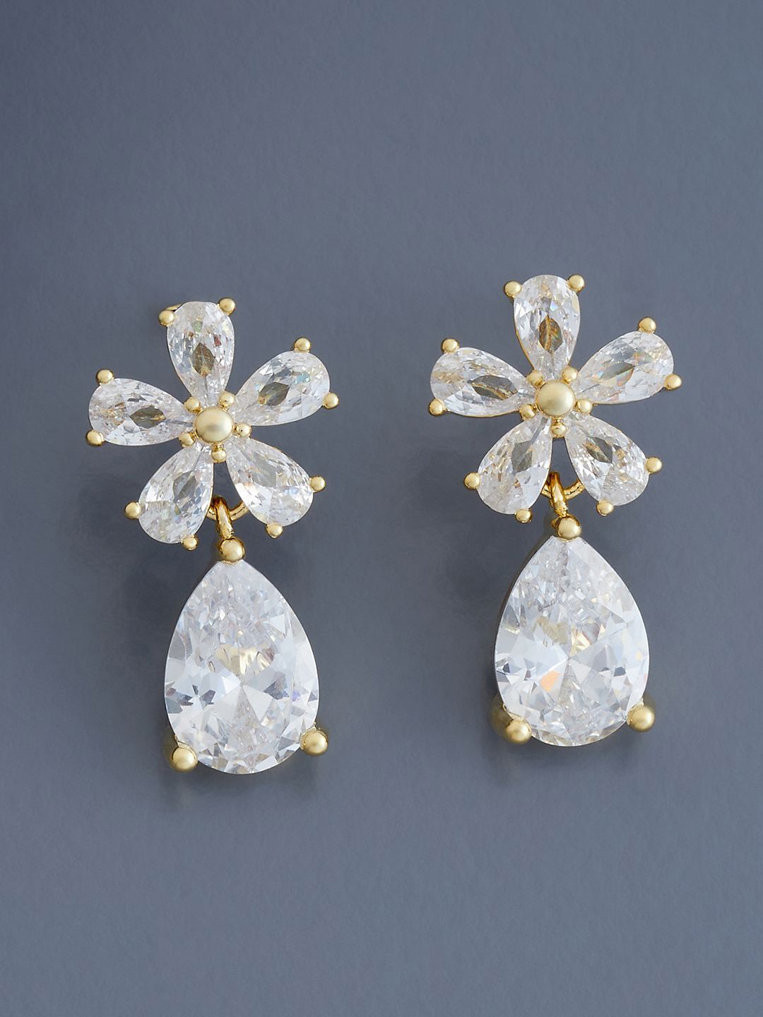 Kushal's Fashion Jewellery Gold-Plated Cubic Zirconia Studded Teardrop Shaped Earrings, White
Kushal's Fashion Jewellery Gold-Plated Cubic Zirconia Studded Teardrop Shaped Earrings, White
