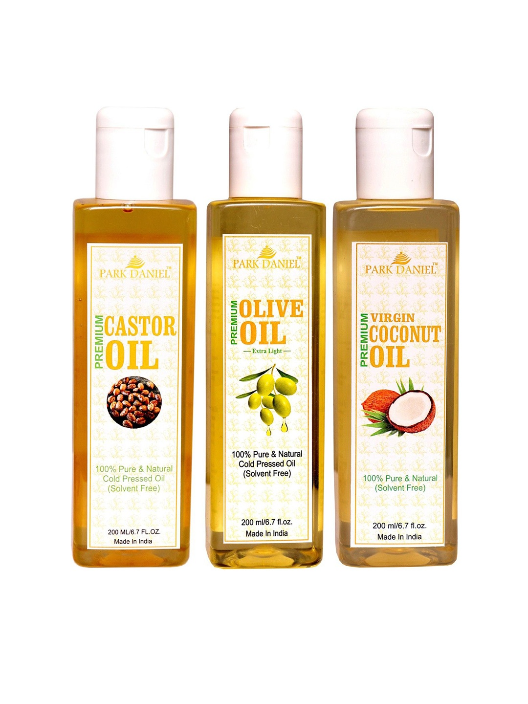 Park Daniel Set of 3 Premium Castor Oil with Olive Oil & Coconut Oil - 200 ml Each, Transparent
Park Daniel Set of 3 Premium Castor Oil with Olive Oil & Coconut Oil - 200 ml Each, Transparent