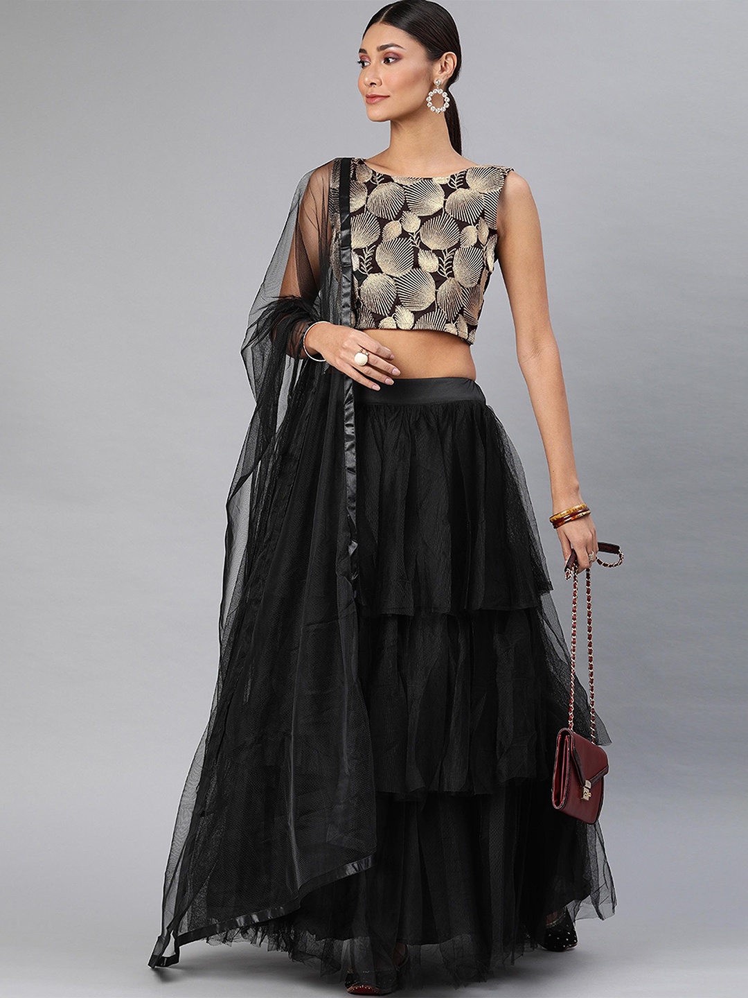 Fabcartz Embroidered Thread Work Semi-Stitched Lehenga & Unstitched Blouse With Dupatta, Black
Fabcartz Embroidered Thread Work Semi-Stitched Lehenga & Unstitched Blouse With Dupatta, Black