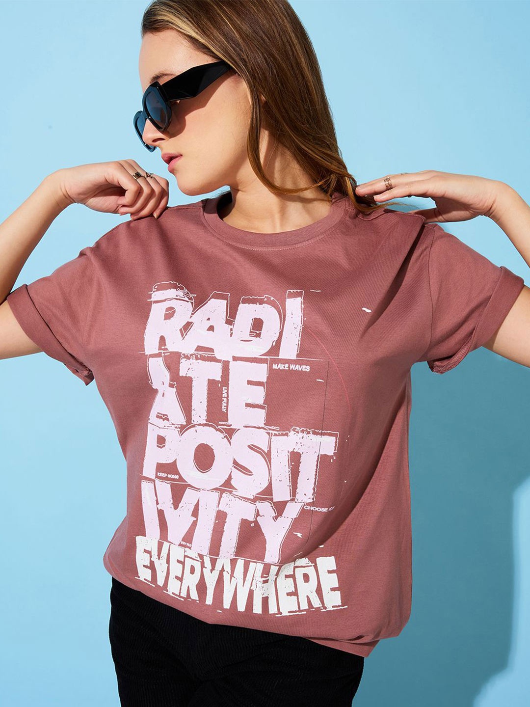The Roadster Lifestyle Co. Women Graphic Printed Round Neck Cotton Oversized T-shirt, Brown
The Roadster Lifestyle Co. Women Graphic Printed Round Neck Cotton Oversized T-shirt, Brown