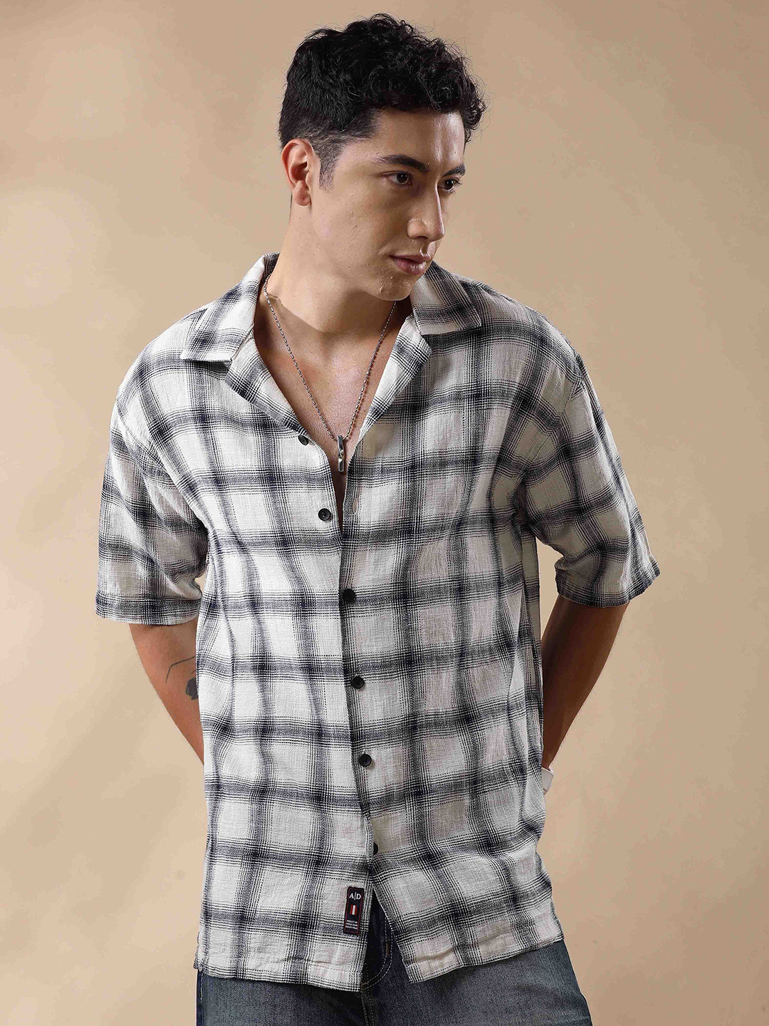 HOUSE OF MAHNOTS Men Relaxed Cuban Collar Tartan Checked Linen Oversized Casual Shirt, Grey
HOUSE OF MAHNOTS Men Relaxed Cuban Collar Tartan Checked Linen Oversized Casual Shirt, Grey