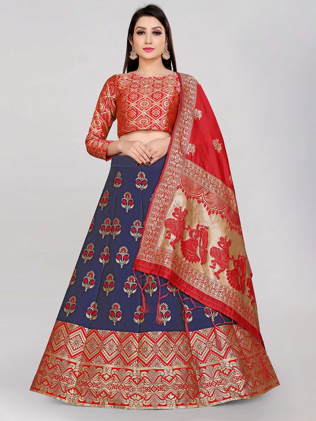 Fabcartz Woven Design Semi-Stitched Lehenga & Unstitched Blouse With Dupatta, Blue
Fabcartz Woven Design Semi-Stitched Lehenga & Unstitched Blouse With Dupatta, Blue