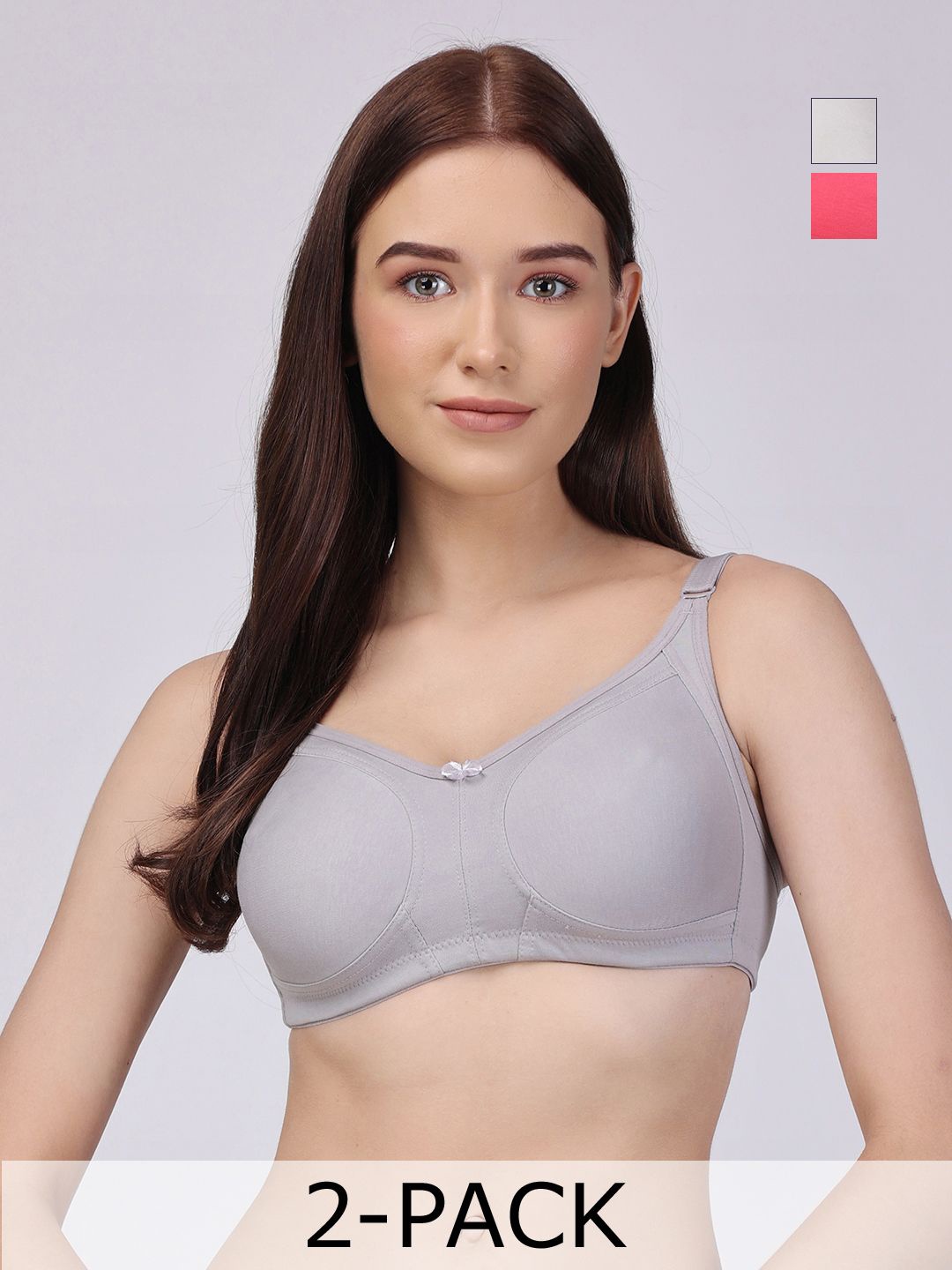 Floret Pack of 2 Non Padded Non-Wired Cotton Full Coverage Everyday Bra With Moulded Cups, Grey
Floret Pack of 2 Non Padded Non-Wired Cotton Full Coverage Everyday Bra With Moulded Cups, Grey