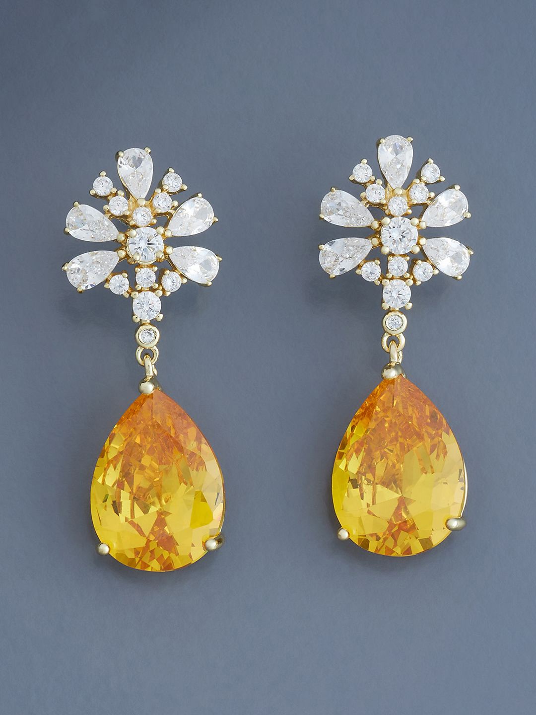 Kushal's Fashion Jewellery Gold-Plated Cubic Zirconia Teardrop Shaped Drop Earrings, Yellow
Kushal's Fashion Jewellery Gold-Plated Cubic Zirconia Teardrop Shaped Drop Earrings, Yellow