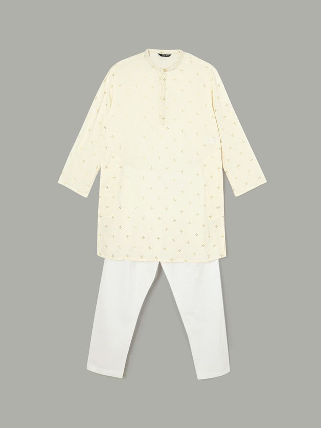 Melange by Lifestyle Boys Floral Printed Band Collar Long Sleeves Regular Kurta & Pyjama, Off white
Melange by Lifestyle Boys Floral Printed Band Collar Long Sleeves Regular Kurta & Pyjama, Off white