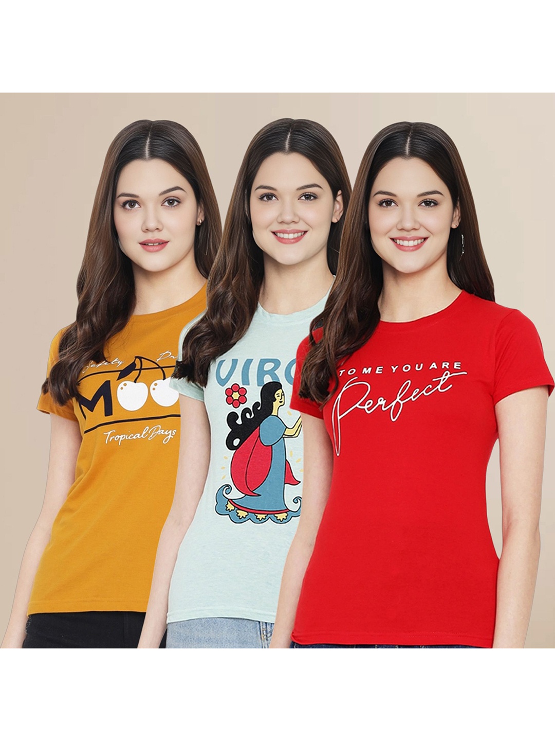 Metronaut Women Pack Of 3 Typography Printed Round Neck Cotton T-shirts, Mustard
Metronaut Women Pack Of 3 Typography Printed Round Neck Cotton T-shirts, Mustard