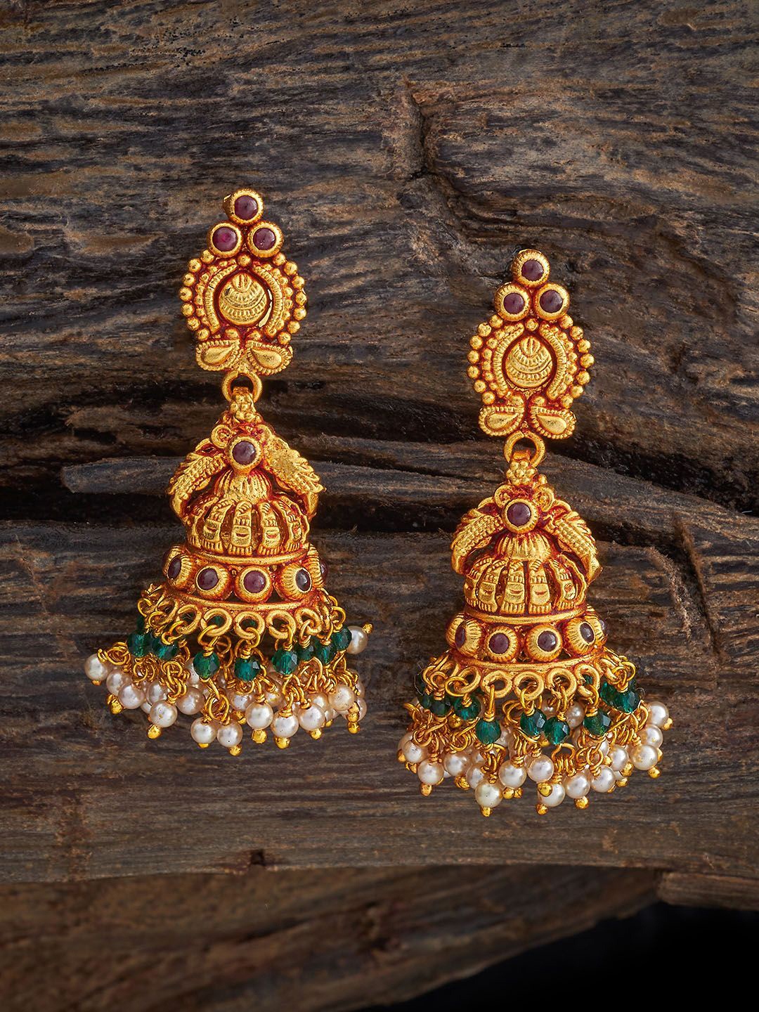 Kushal's Fashion Jewellery 92.5 Pure Silver Gold-Plated Stone Studded Dome Shaped Jhumkas, Red
Kushal's Fashion Jewellery 92.5 Pure Silver Gold-Plated Stone Studded Dome Shaped Jhumkas, Red