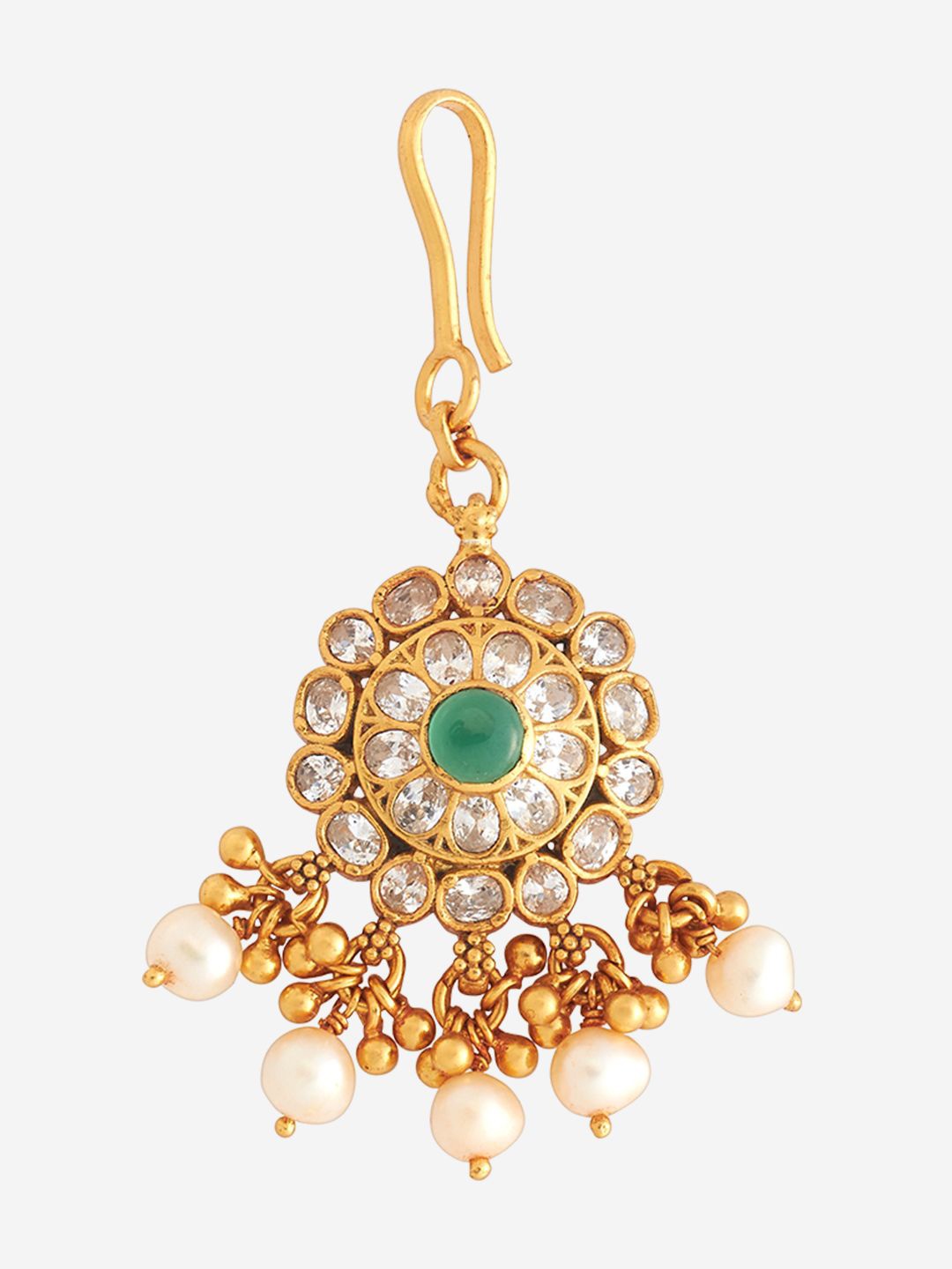 Kushal's Fashion Jewellery 92.5 Pure Silver Gold-Plated Stone Studded Temple Maang Tikka
Kushal's Fashion Jewellery 92.5 Pure Silver Gold-Plated Stone Studded Temple Maang Tikka