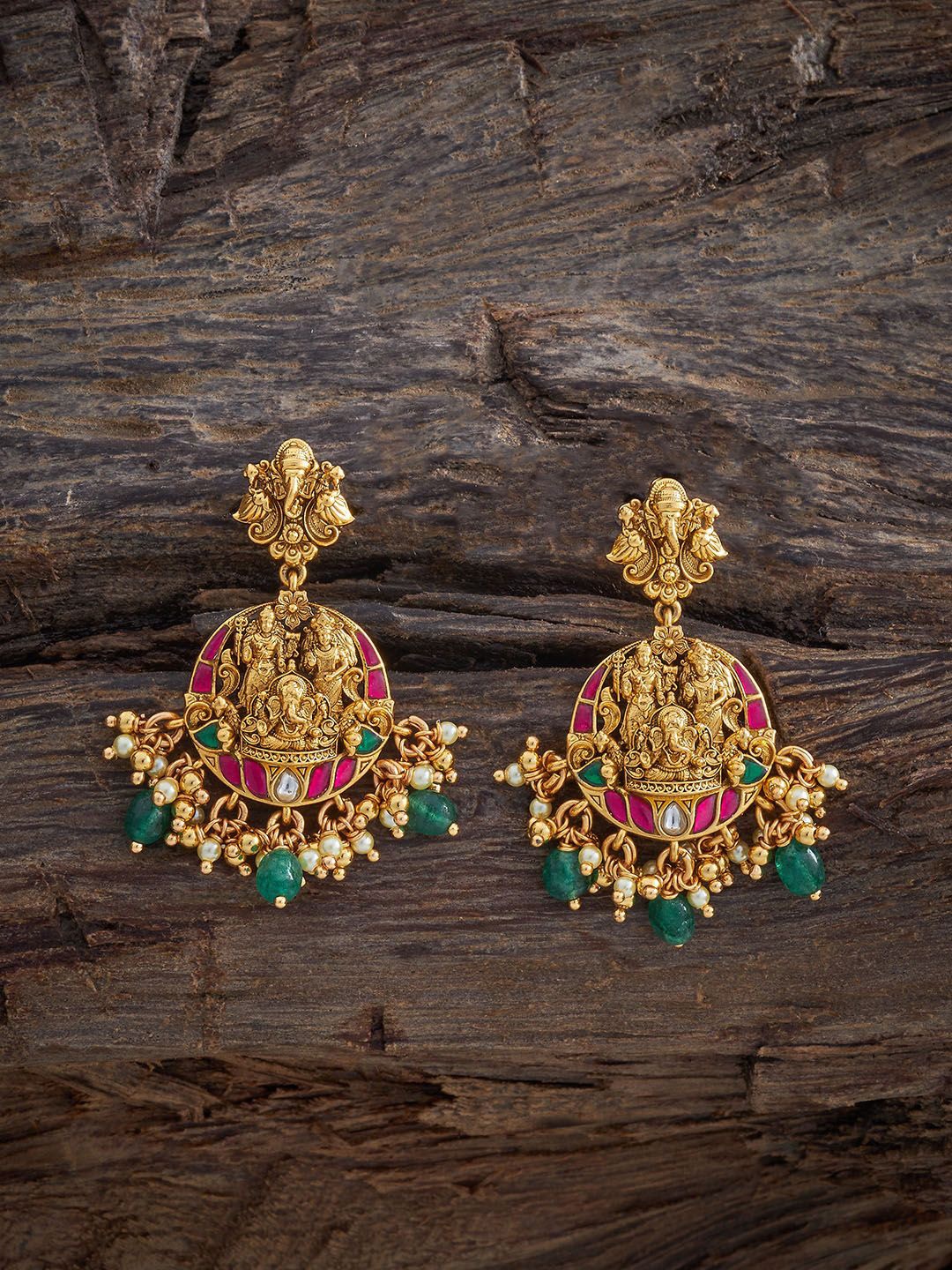 Kushal's Fashion Jewellery 92.5 Pure Silver Gold-Plated Ruby Studded Temple Drop Earrings
Kushal's Fashion Jewellery 92.5 Pure Silver Gold-Plated Ruby Studded Temple Drop Earrings