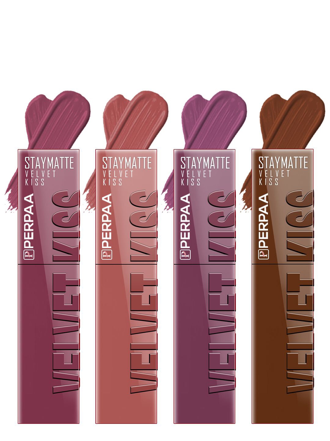 PERPAA Velvet Kiss Set Of 4 Waterproof Liquid Lipstick -3.5 ml Each -Shades - 4 -5 - 6 -11, Brown
PERPAA Velvet Kiss Set Of 4 Waterproof Liquid Lipstick -3.5 ml Each -Shades - 4 -5 - 6 -11, Brown