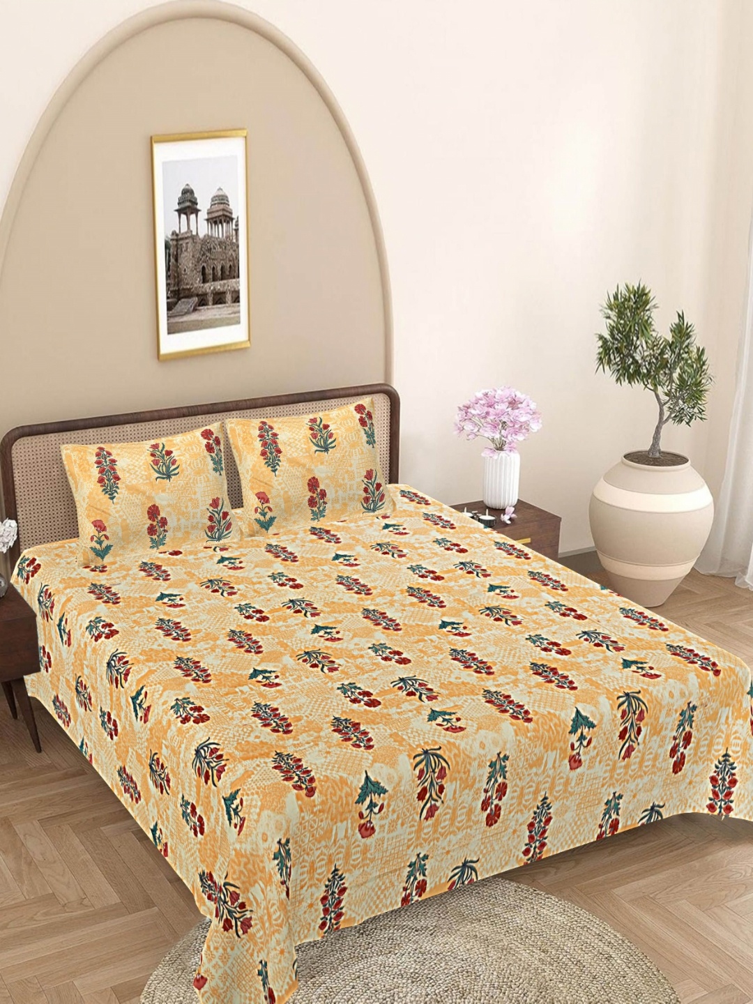 FrionKandy Living Peach Floral Printed 180 TC Cotton King Bedsheet Set 2.69 m x 2.74 m
FrionKandy Living Peach Floral Printed 180 TC Cotton King Bedsheet Set 2.69 m x 2.74 m