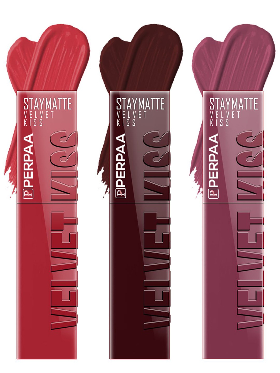 PERPAA Velvet Kiss Set of 3 Waterproof Matte Liquid Lipstick -3.5 ml Each -Shades 01-02-04, Red
PERPAA Velvet Kiss Set of 3 Waterproof Matte Liquid Lipstick -3.5 ml Each -Shades 01-02-04, Red