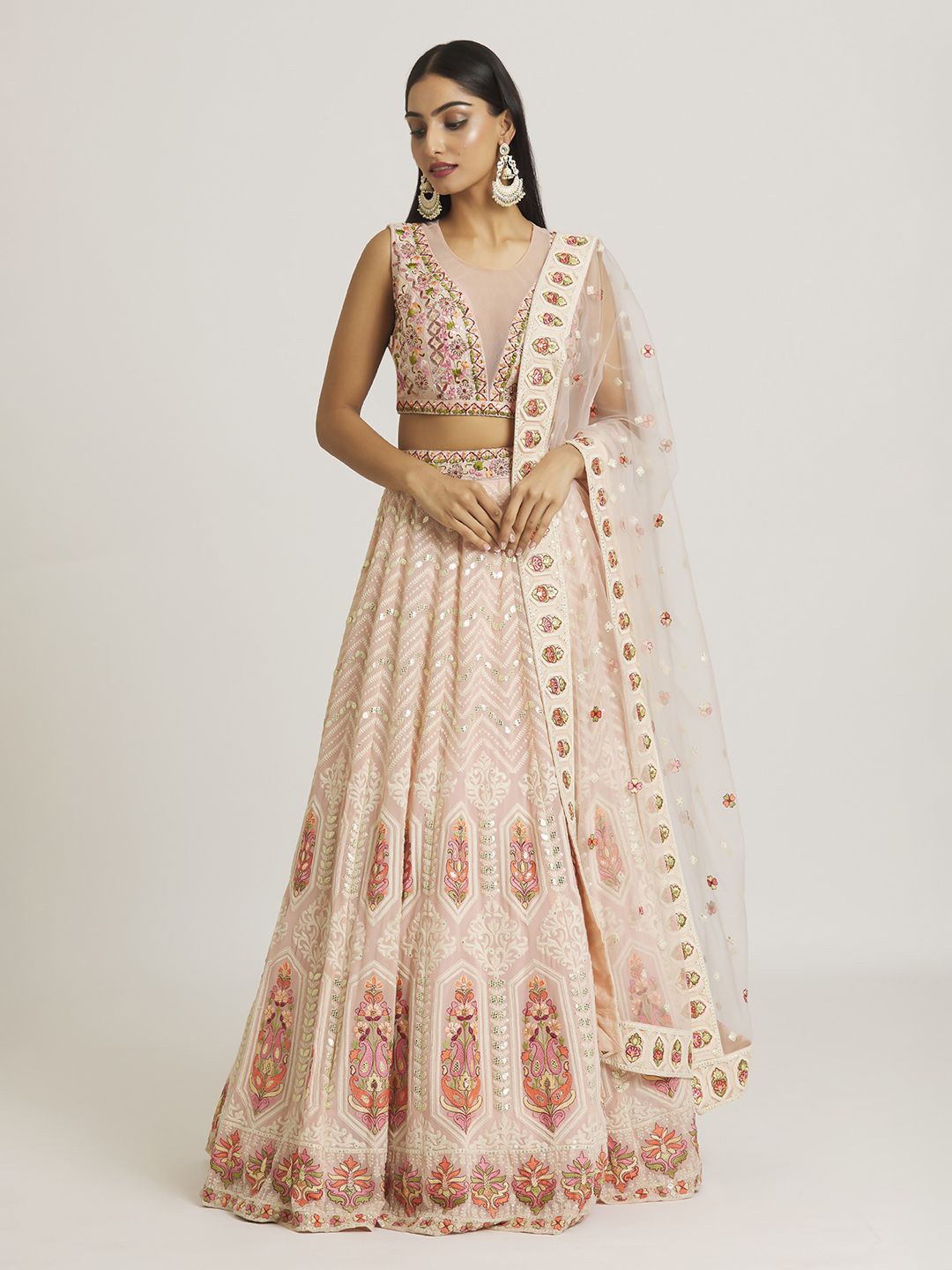 Samyukta Singhani Floral Embroidered Sequinned Ready to Wear Lehenga & Blouse With Dupatta, Pink
Samyukta Singhani Floral Embroidered Sequinned Ready to Wear Lehenga & Blouse With Dupatta, Pink
