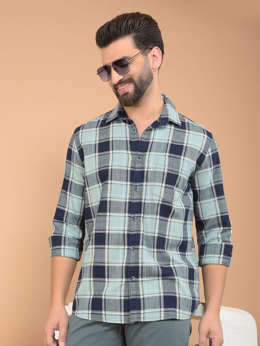 Crimsoune Club Men Classic Spread Collar Checked Cotton Slim Fit Casual Shirt, Green
Crimsoune Club Men Classic Spread Collar Checked Cotton Slim Fit Casual Shirt, Green