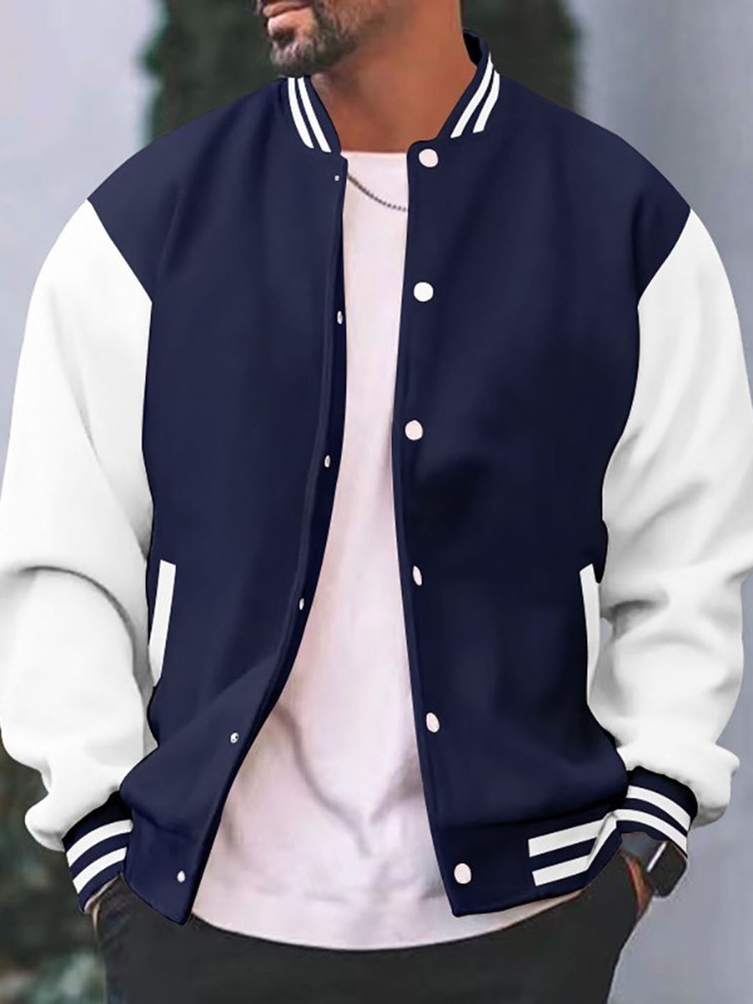 StyleCast x Revolte Men Stand Collar Colourblocked Casual Bomber Jacket, Navy blue
StyleCast x Revolte Men Stand Collar Colourblocked Casual Bomber Jacket, Navy blue