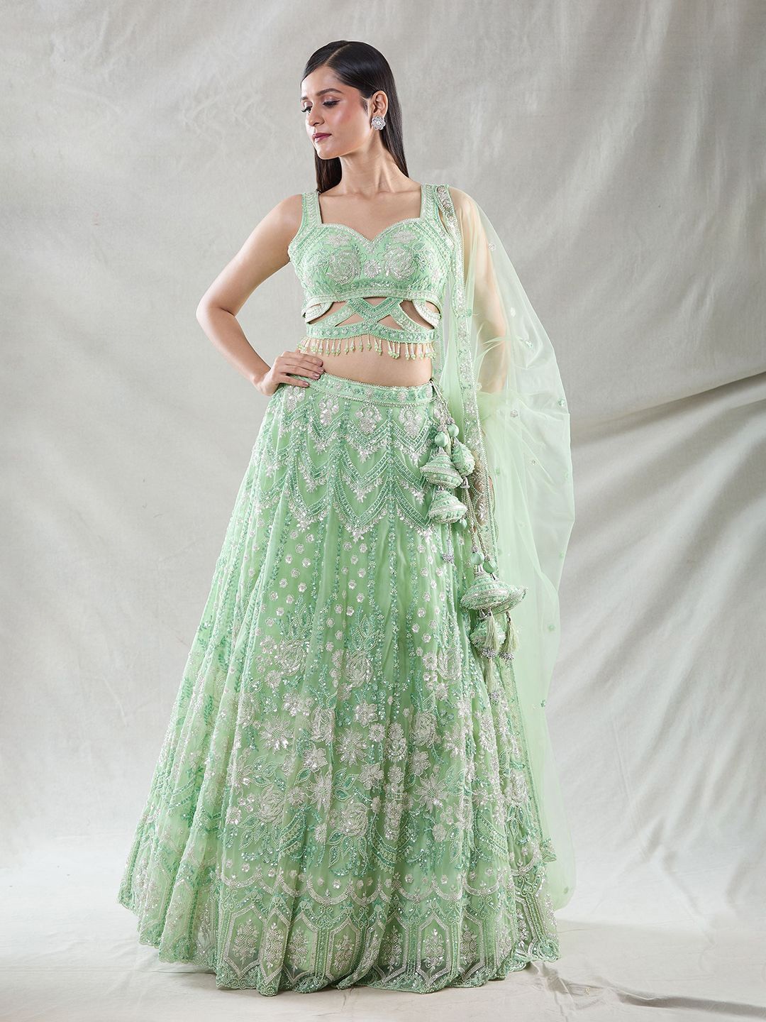 Samyukta Singhania Embellished Sequinned Ready to Wear Lehenga & Blouse With Dupatta, Green
Samyukta Singhania Embellished Sequinned Ready to Wear Lehenga & Blouse With Dupatta, Green