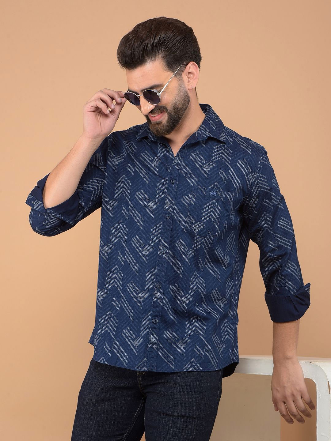 Crimsoune Club Men Classic Spread Collar Geometric Printed Cotton Slim Fit Casual Shirt, Blue
Crimsoune Club Men Classic Spread Collar Geometric Printed Cotton Slim Fit Casual Shirt, Blue