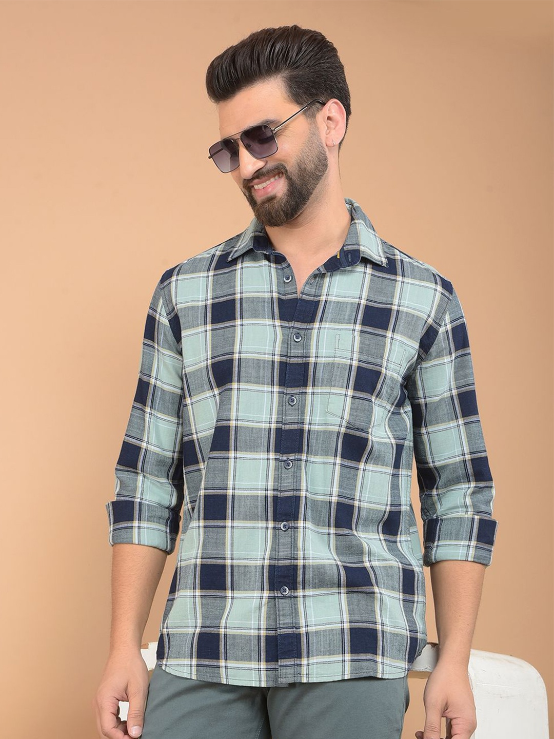 Crimsoune Club Men Classic Spread Collar Checked Cotton Slim Fit Casual Shirt, Green
Crimsoune Club Men Classic Spread Collar Checked Cotton Slim Fit Casual Shirt, Green