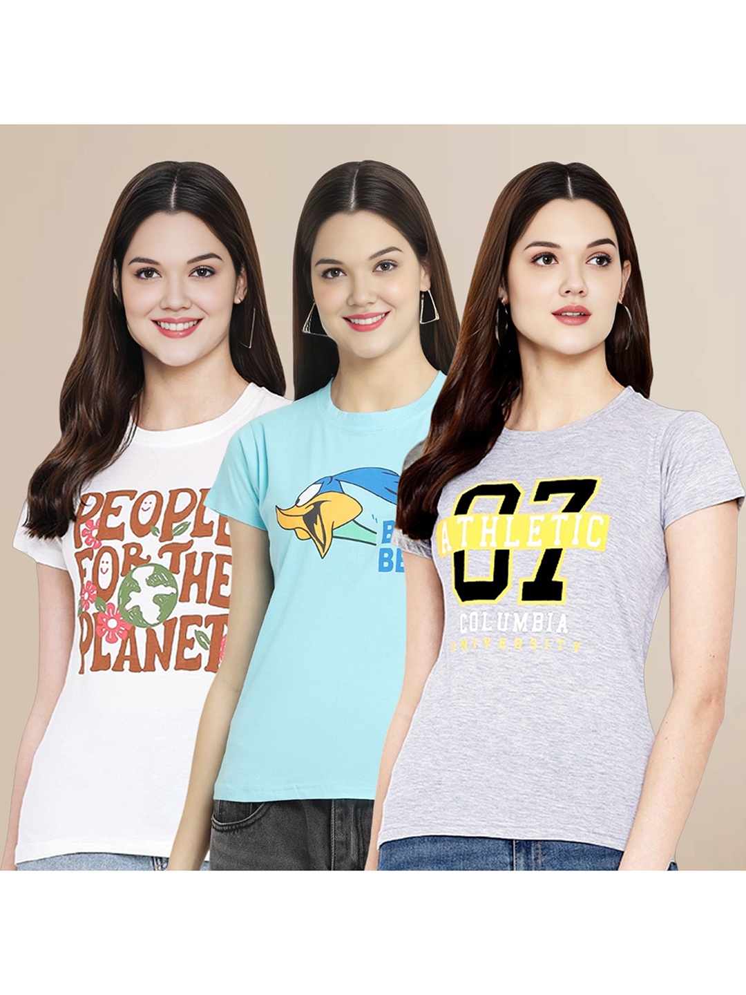 Metronaut Women Pack Of 3 Typography Printed Round Neck Cotton Looney Tunes T-shirts, Blue
Metronaut Women Pack Of 3 Typography Printed Round Neck Cotton Looney Tunes T-shirts, Blue