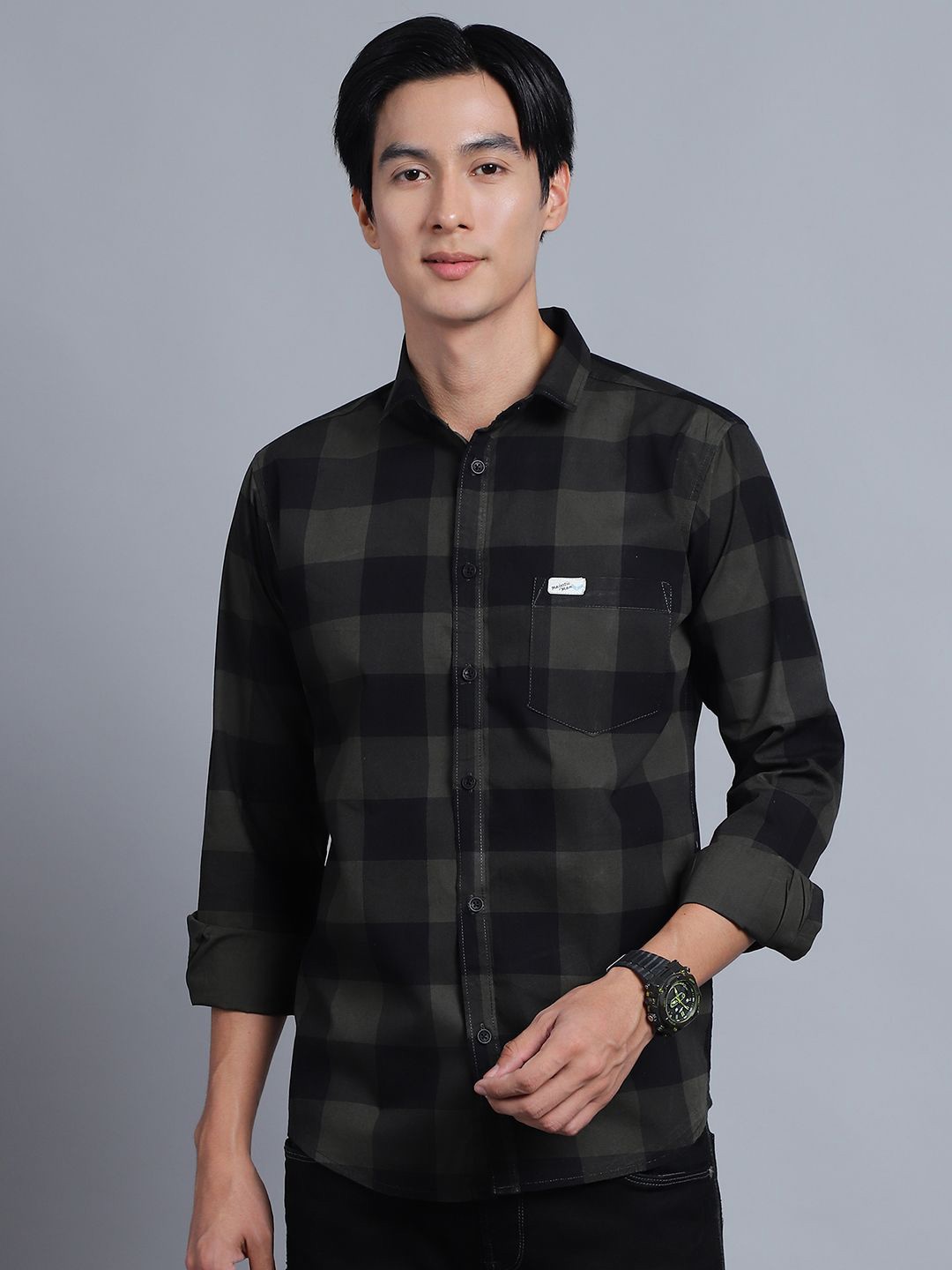 Majestic Man Men Comfort Spread Collar Buffalo Checked Cotton Slim Fit Casual Shirt, Olive
Majestic Man Men Comfort Spread Collar Buffalo Checked Cotton Slim Fit Casual Shirt, Olive