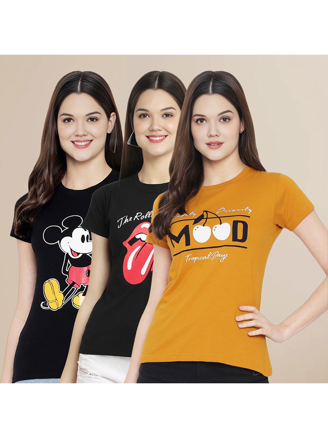 Metronaut Women Pack Of 3 Typography Printed Round Neck Cotton Mickey Mouse T-shirts, Mustard
Metronaut Women Pack Of 3 Typography Printed Round Neck Cotton Mickey Mouse T-shirts, Mustard