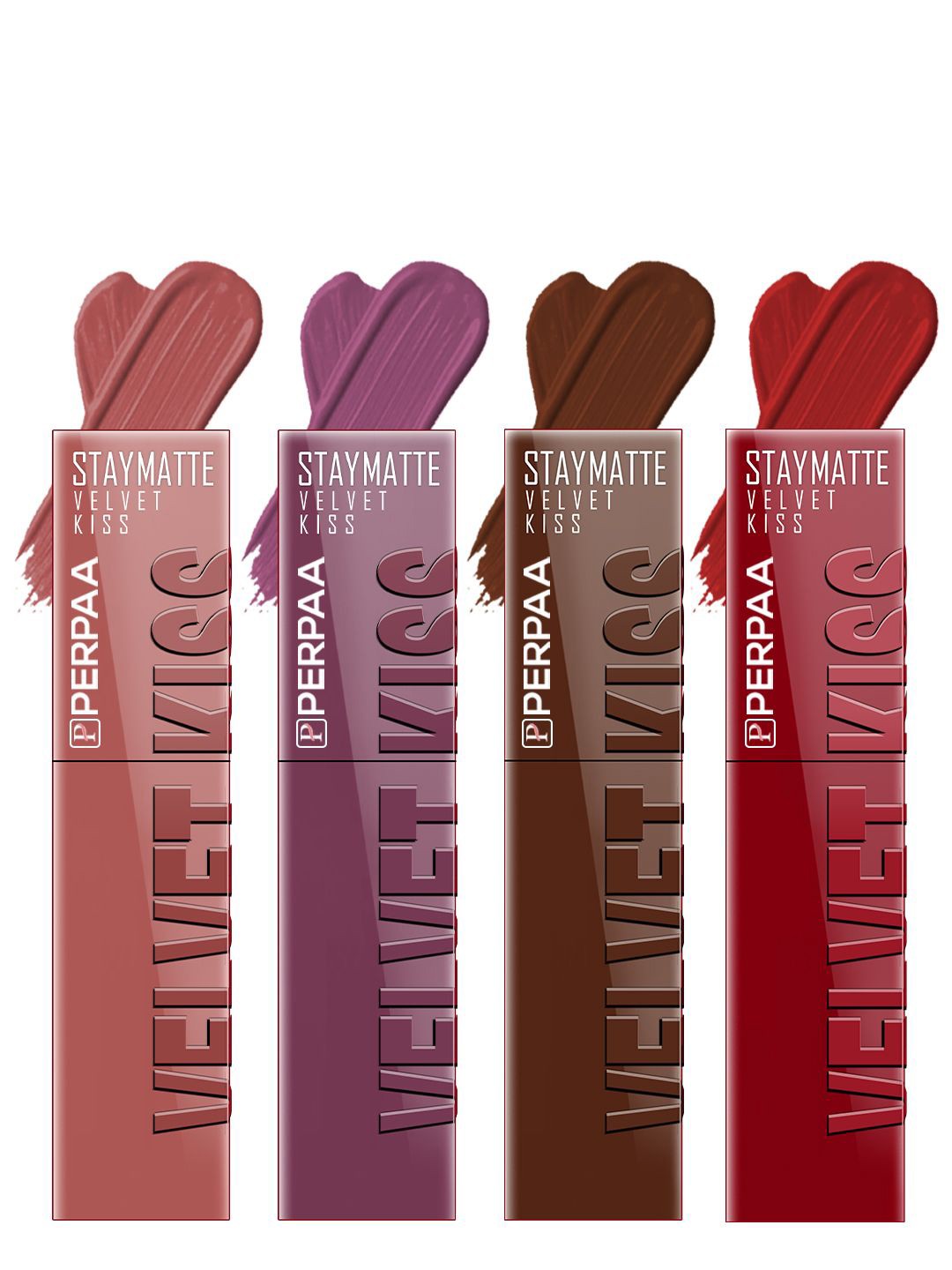 PERPAA Velvet Kiss Set of 4 Waterproof Matte Lipstick -3.5 ml Each -Shades -5 -6 -7 -12, Red
PERPAA Velvet Kiss Set of 4 Waterproof Matte Lipstick -3.5 ml Each -Shades -5 -6 -7 -12, Red